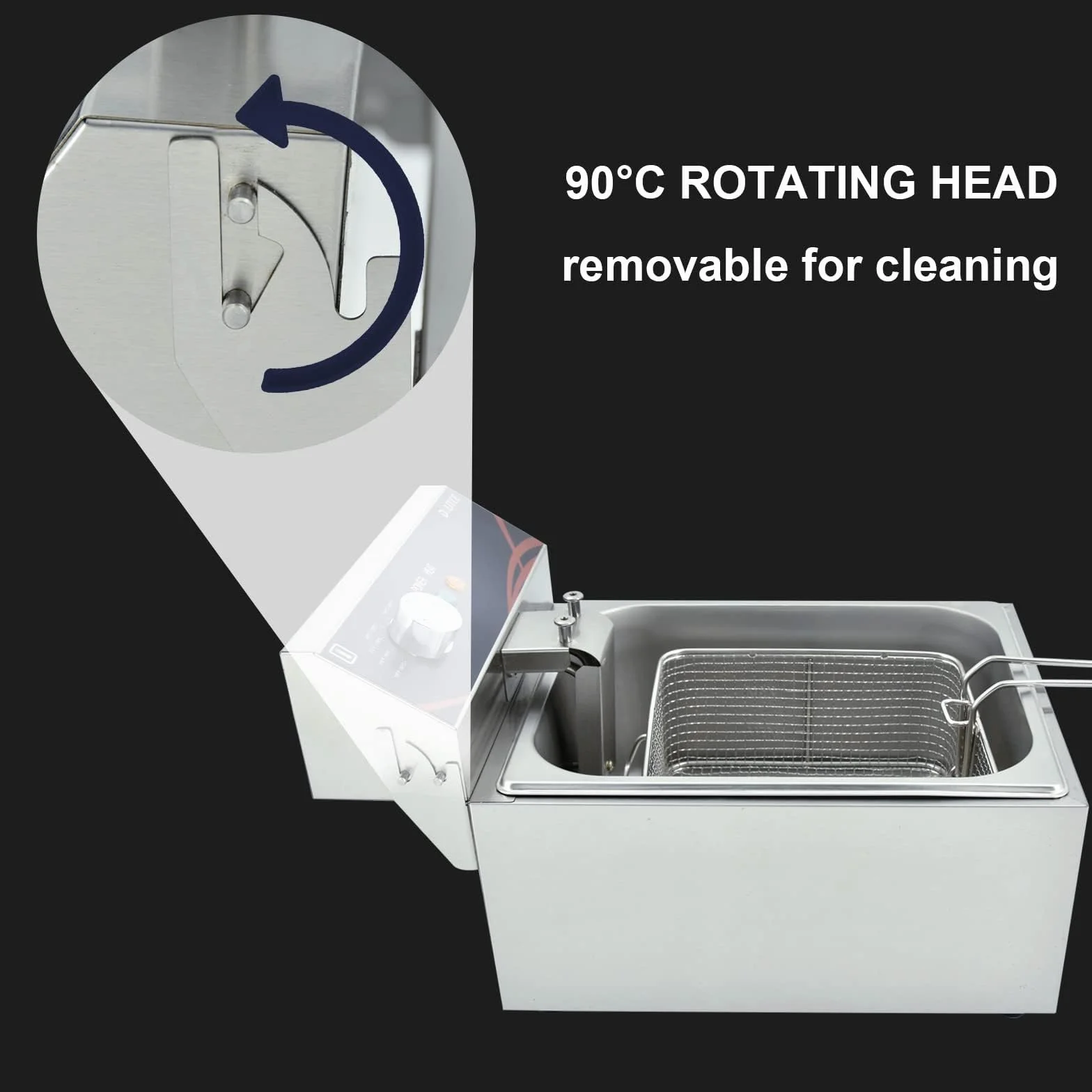 Freidora Eléctrica Industrial 6L,Fritidora eléctrica profesional de acero inoxidable de 3000 W con regulación de temperatura entre 60 y 200 °C, con tapa para uso doméstico y comercial