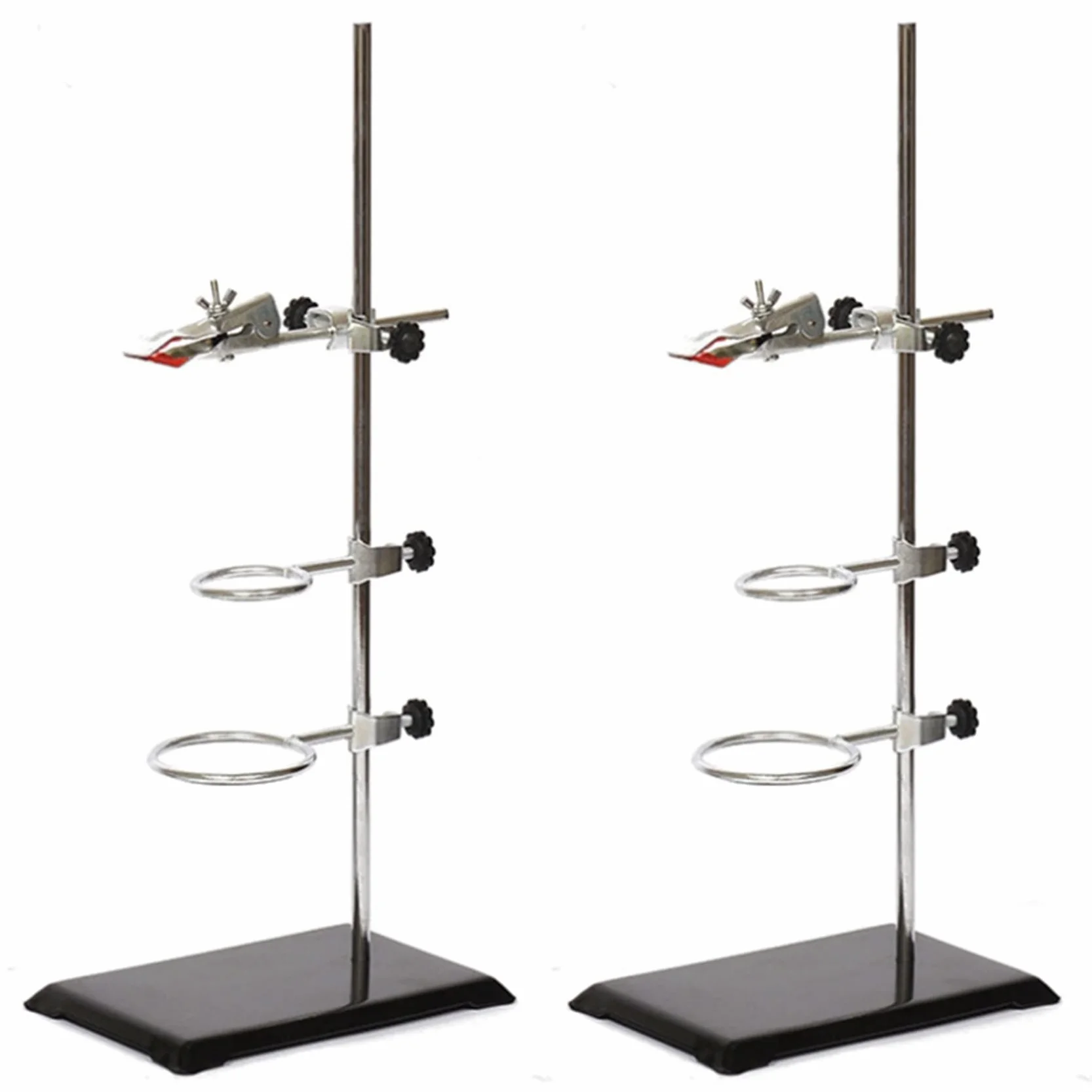 Soportes de laboratorio de metal, abrazadera de bureta forrada de corcho con 4 anillos de retorta (2 pulgadas, 3 pulgadas)