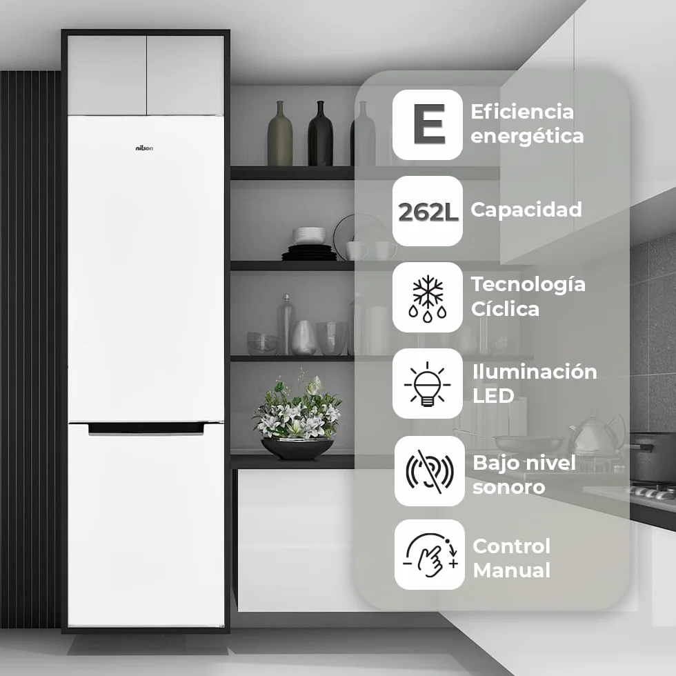 Nilson Frigorífico Combi 2 Puertas Blanco 262 L NC185500E Clase E