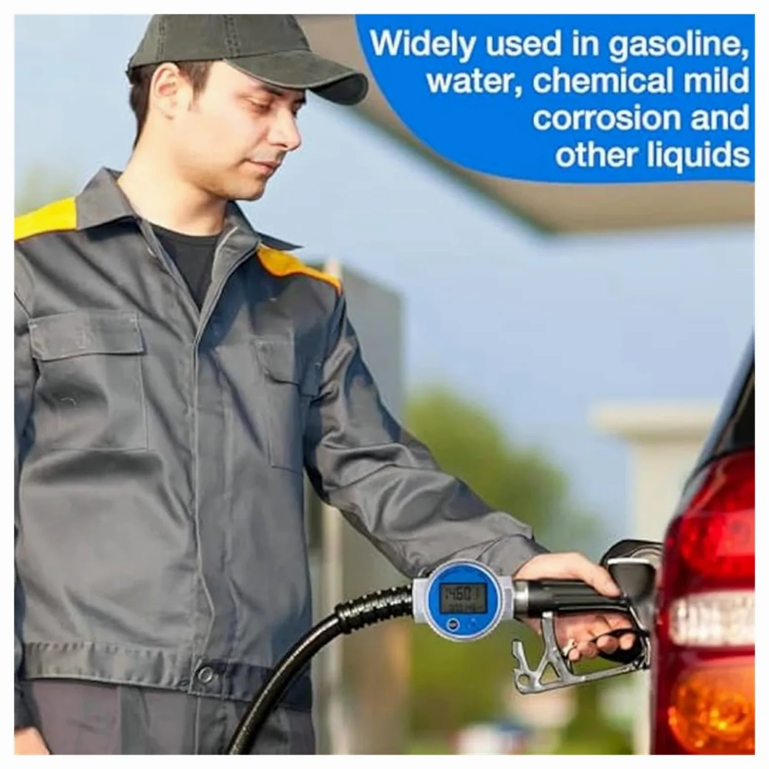 Medidor de flujo digital 2 piezas, medidor agua con rosca NPT 1 pulgada, combustible, y gas, for gasolina