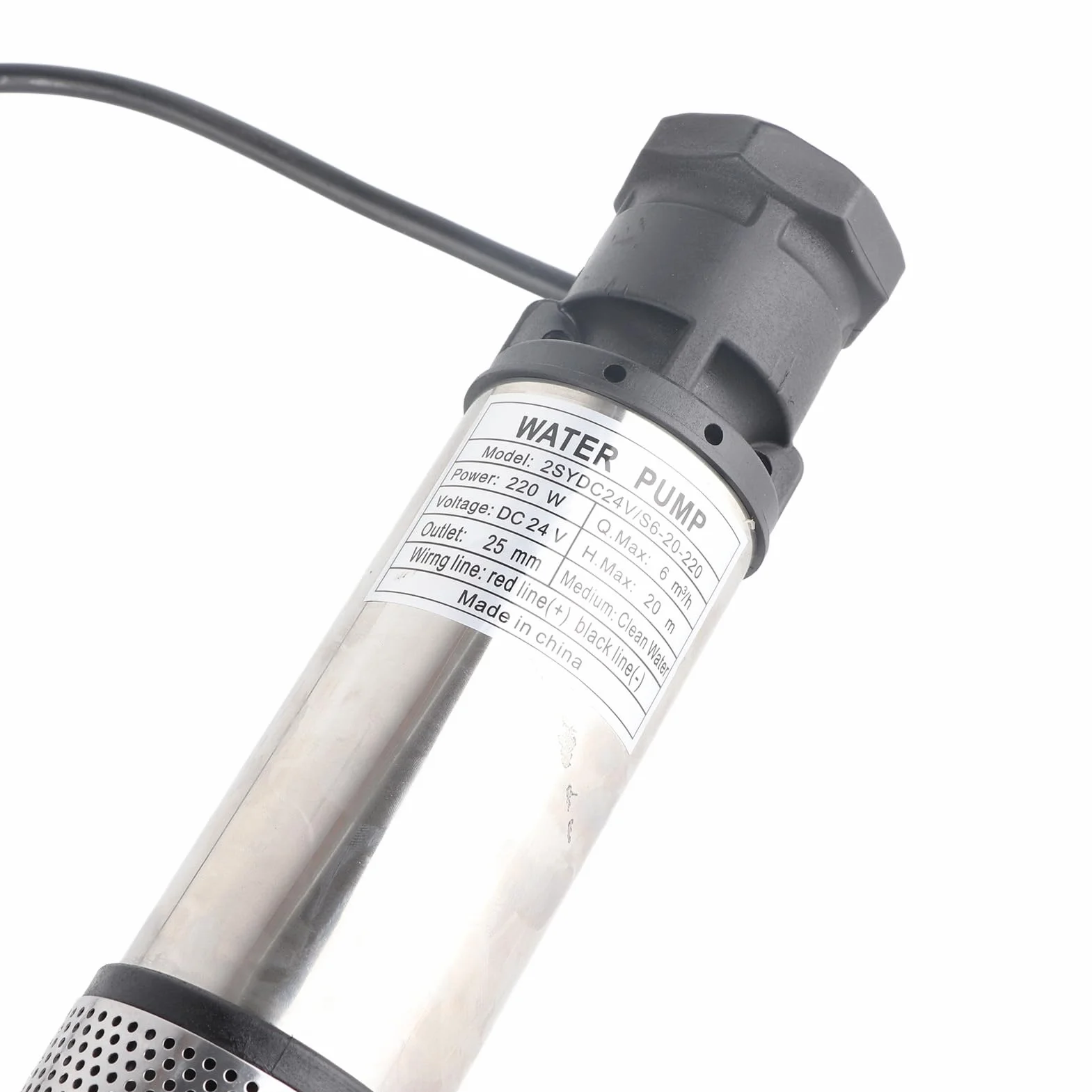Keenso Bomba de Pozo Profundo CC Bomba de Refuerzo de Alta Eficiencia con Energía Solar para Granjas, Jardines y Acuicultura Acero Inoxidable 220 W Elevación de 20 M