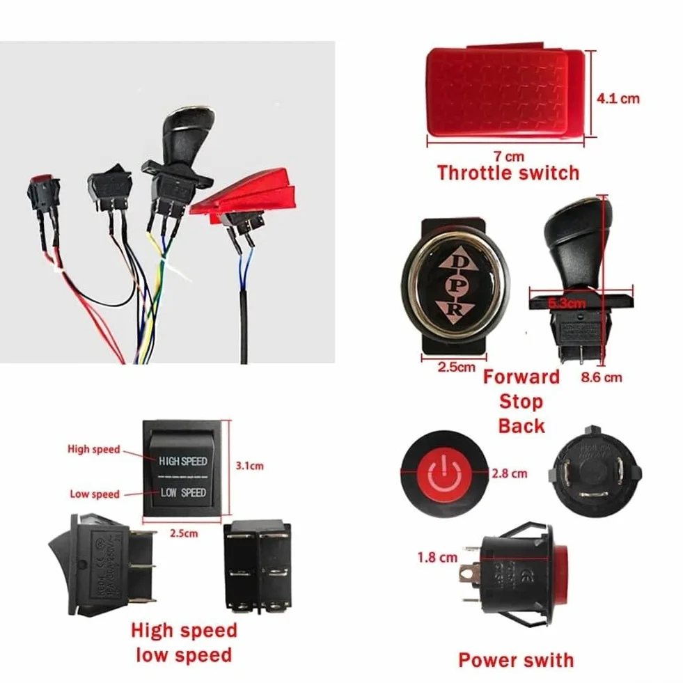 Arnés de cableado vehículo eléctrico niños 12V 40A 200W 2 kits control remoto 4G