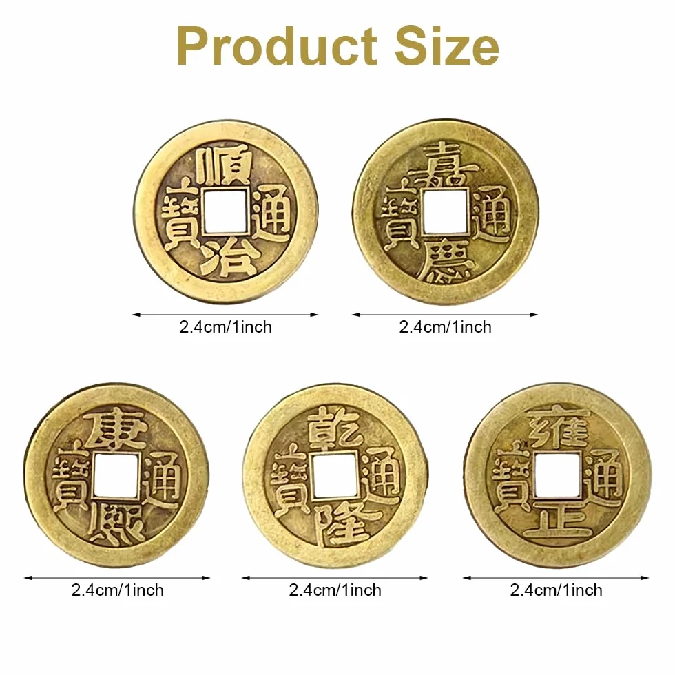 Monedas Chinas Feng Shui 100 Piezas 2.4cm Cobre Suerte Salud Riqueza