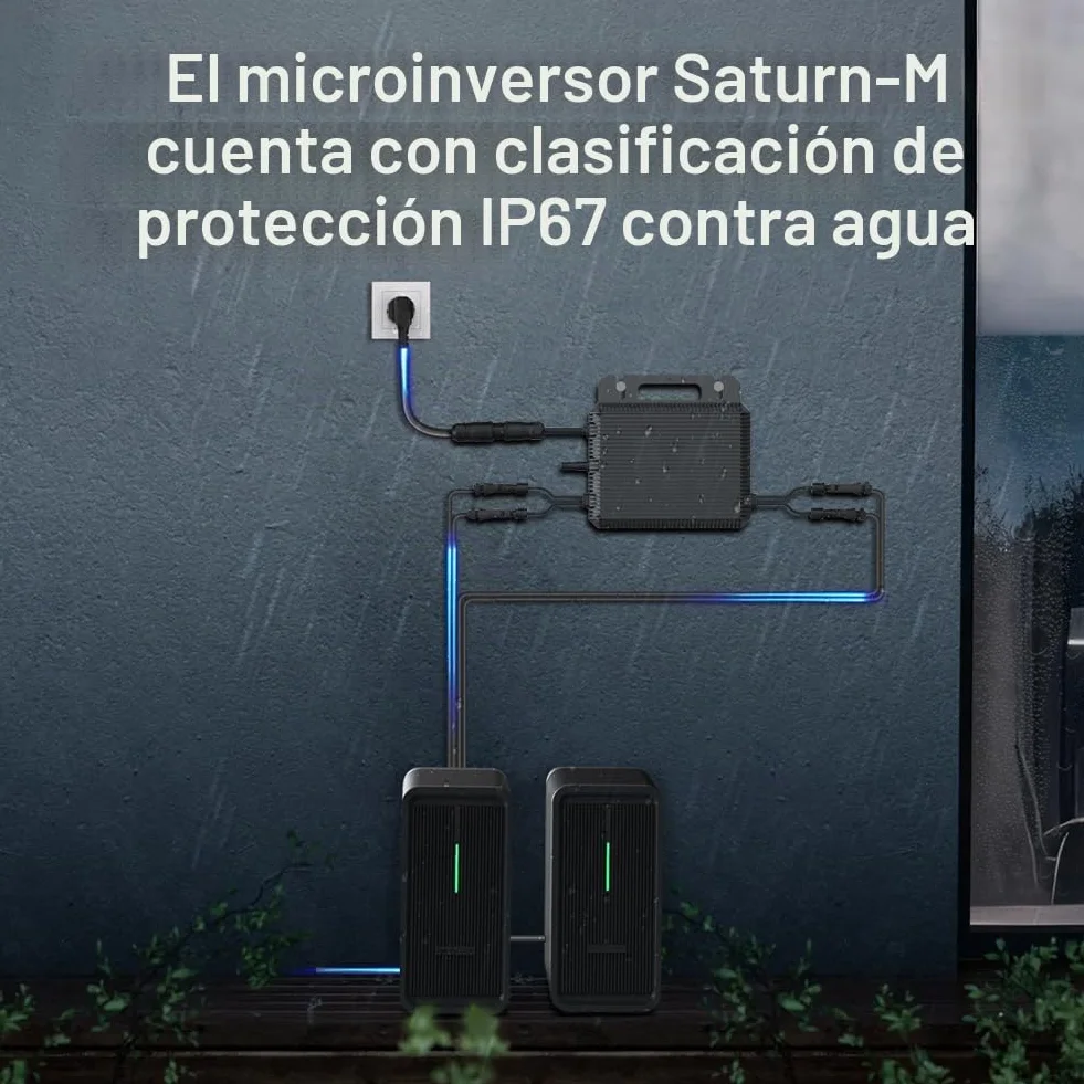 Marstek Saturn Microinversor 800 W – 230 V CA, 2 MPPT, Entrada CC 16–60 V, Inversor Solar para Sistema fotovoltaico de balcón, IP67, Control por App, Plug & Play, para módulos solares