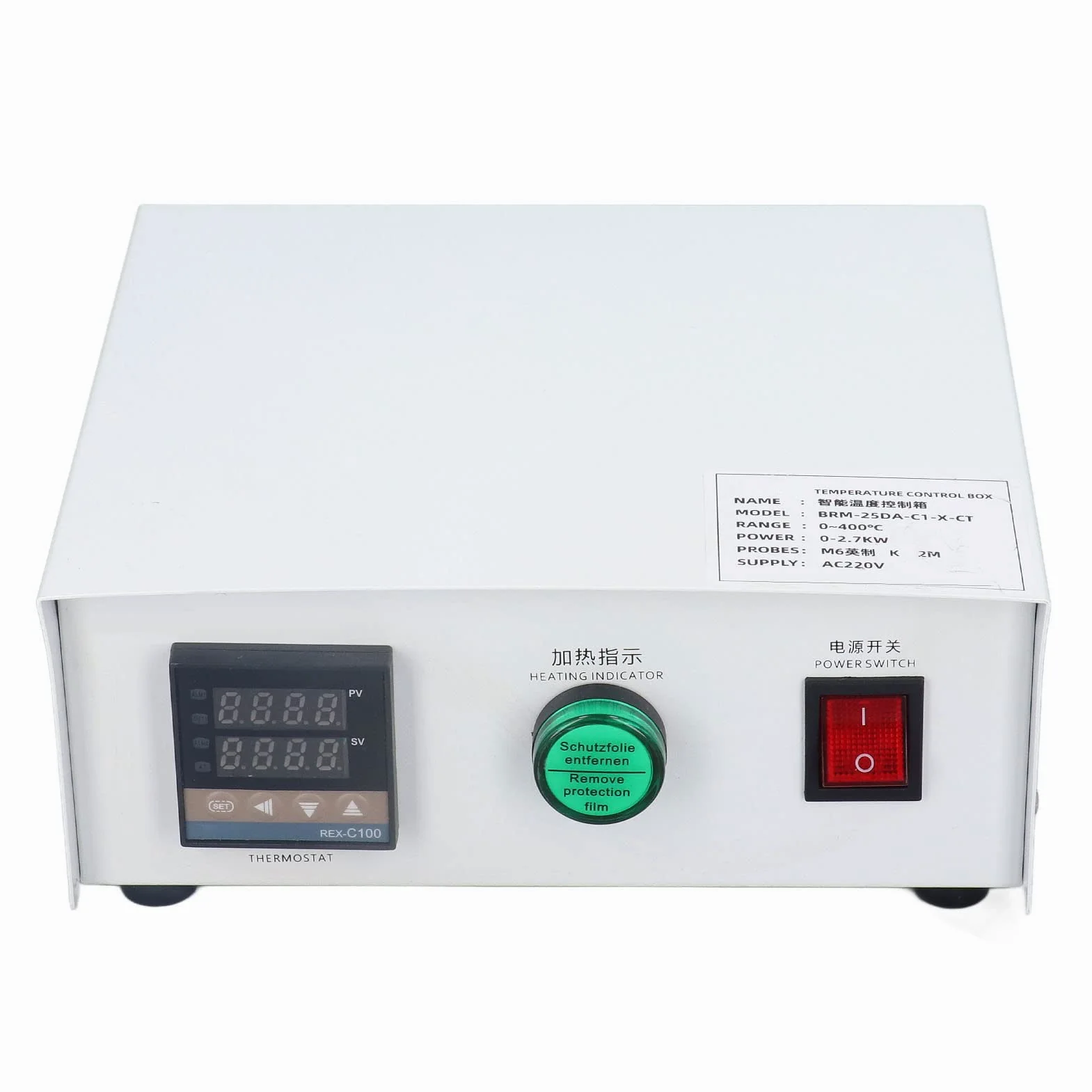 FTVOGUE Caja de Control de Temperatura PID Kit de Controlador de Temperatura Digital de Acero Inoxidable AC220V 32 a 752 Fahrenheit Tipo K Termopar Autoajuste para Hornos Máquinas de Estampado (tío