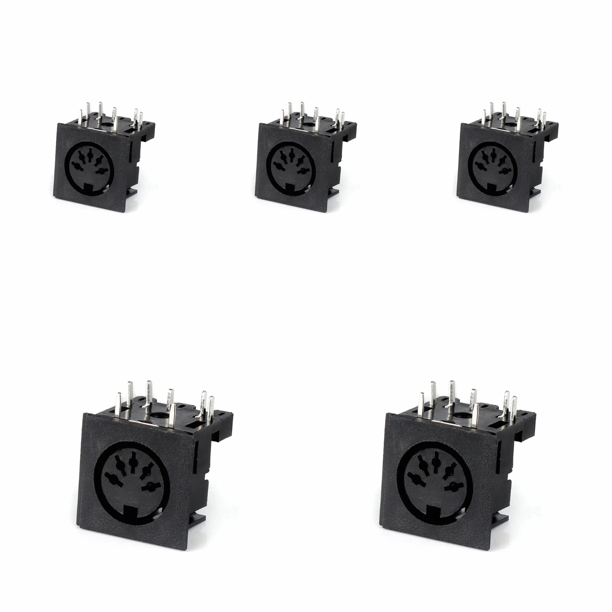 Conector Mini DIN Audio Y Vídeo Hembra 5 Pines PCB Montaje en Placa Negro