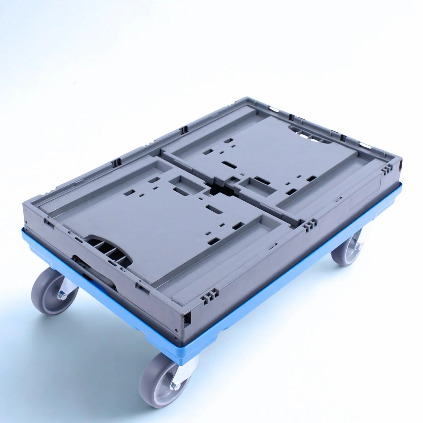 Carro de transporte 60x40 cm plataforma con ruedas carga máxima 300 kg azul