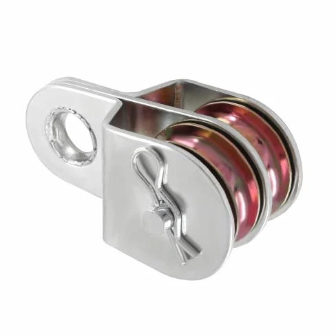 2 poleas dobles pesadas de acero inoxidable de 1.5 pulgadas, rodillo de polea doble para elevación eficiente de la cuerda, ideal para uso doméstico e industrial