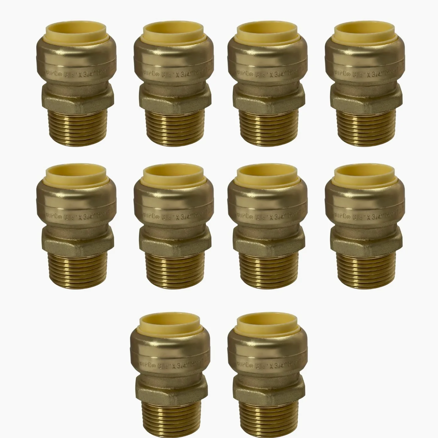 10 piezas 3/4 "push Fit X 3/4" macho NPT adaptador, certificado A ansi61 NSF plomo latón, Tubería de cobre, PEX, el CPVC