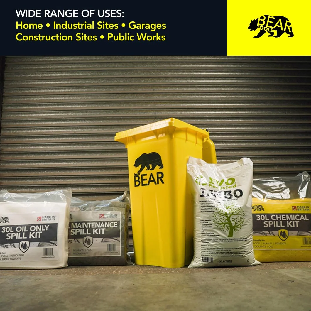 Kit de derrames de 15 litros (15 L) uso amarillo en derrames que involucran productos químicos ácidos agresivos álcalis exterior/uso interior