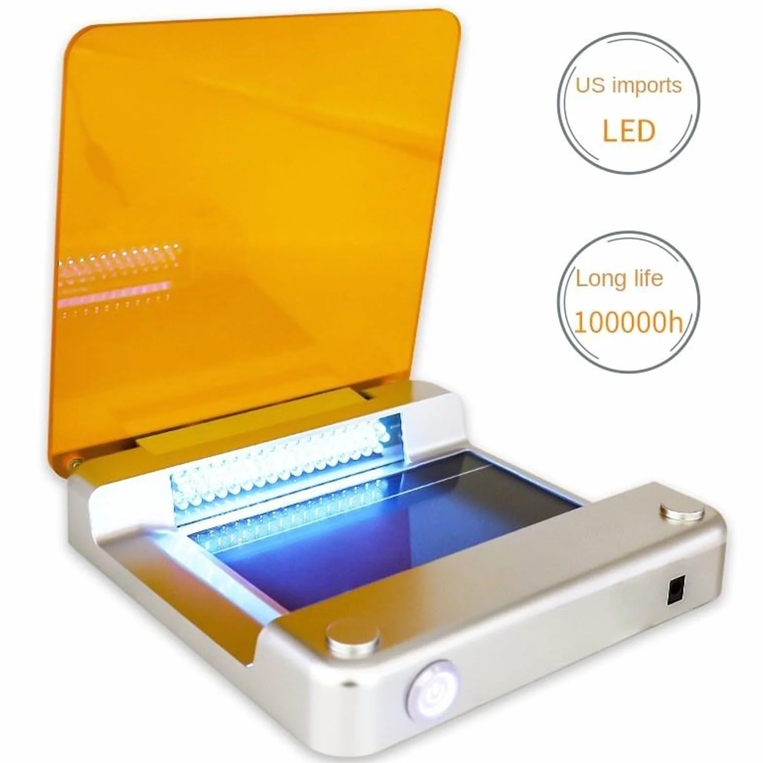 Transiluminador de luz azul para electroforesis en gel, 160 mm x 70 mm, intensidad ajustable, filtro ámbar, longitud de onda máxima de 470 nm, ideal para laboratorio y uso biológico