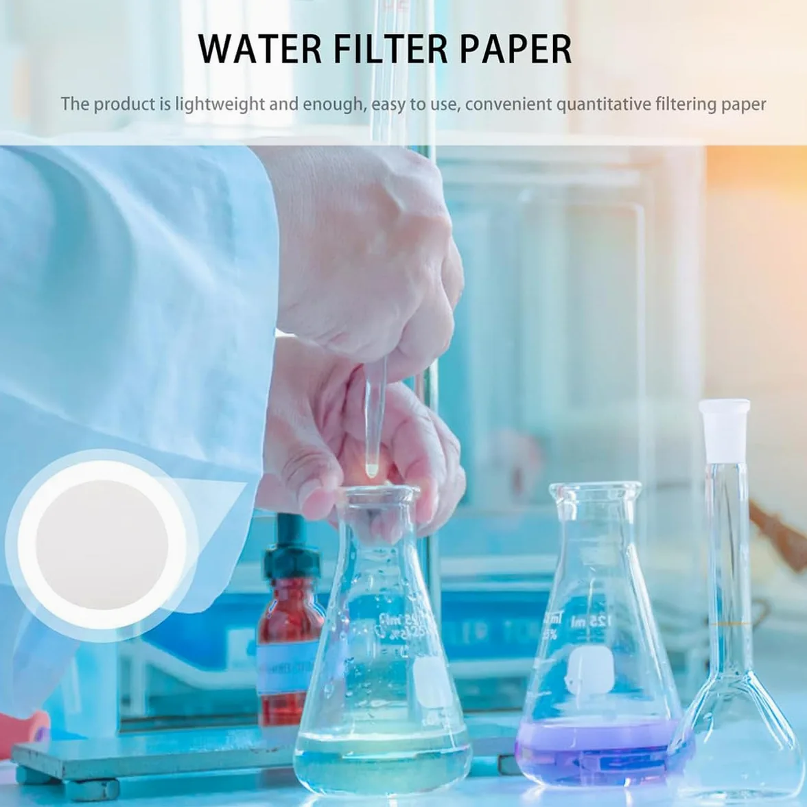 Papel de filtro cualitativo for filtración de laboratorio: 7 cm, 100 unidades, velocidad media, alta absorción, ideal for análisis químicos y clarificación de líquidos(Slow Speed)