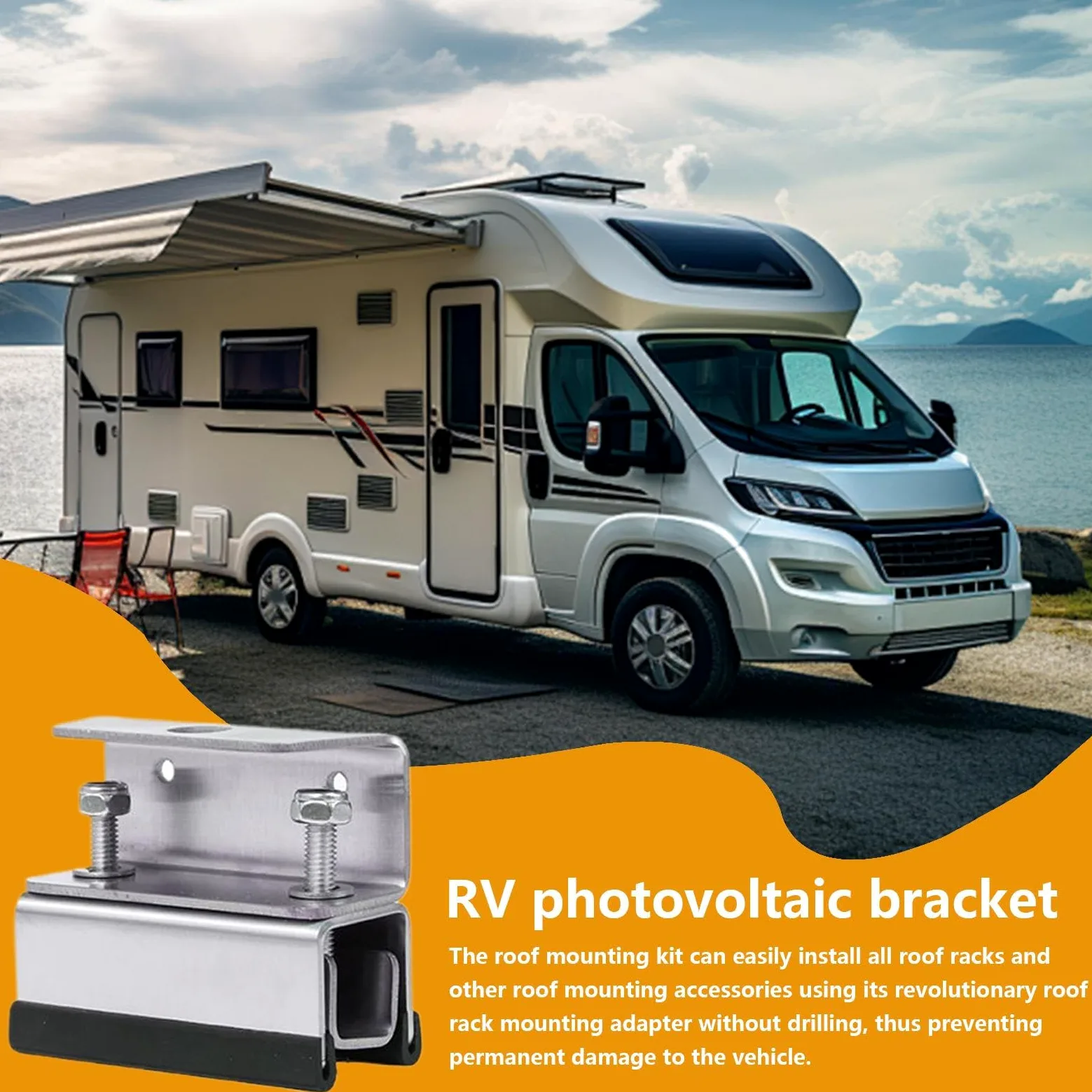 Soportes De Montaje Para Paneles Solares RV 4X Soportes Fotovoltaicos | Estructura De Acero Inoxidable Para Techos De Caravanas, Embarcaciones, Remolques Y Camping