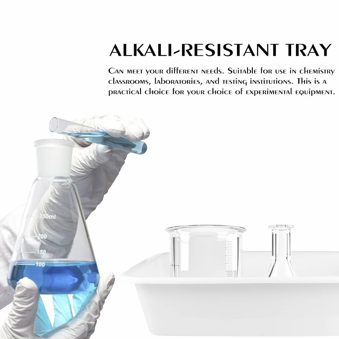 Iplusmile Bandeja De Reactivos De Polipropileno Resistente a Ácidos Y Álcalis Para Laboratorio Químico 16.14x11.61x3.74 Pulgadas