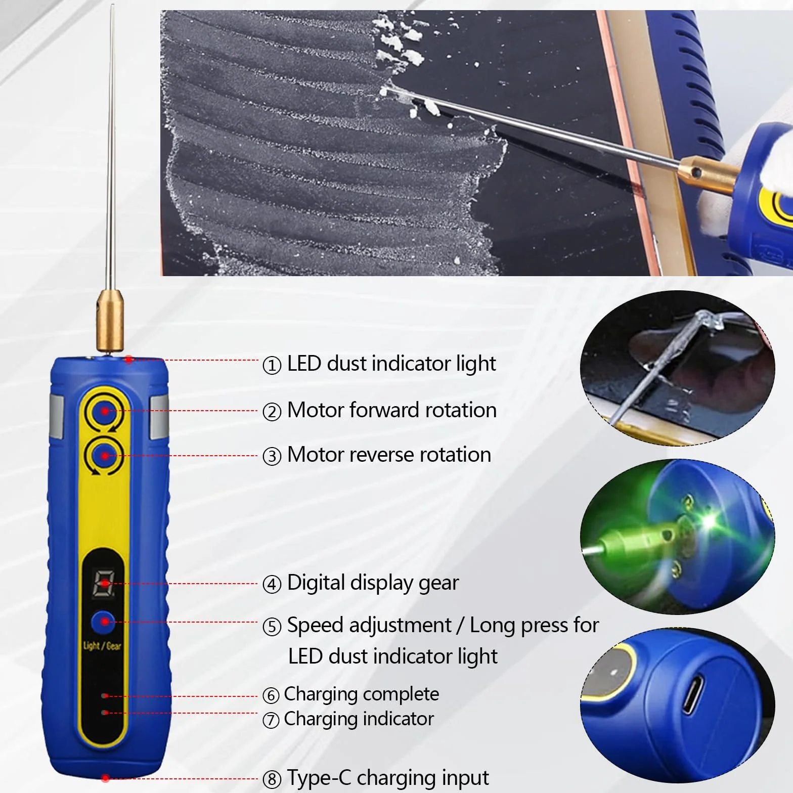 Herramienta de Eliminación de Pegamento Eléctrico 4 Niveles Máquina de Limpieza 20 en 1 Kit