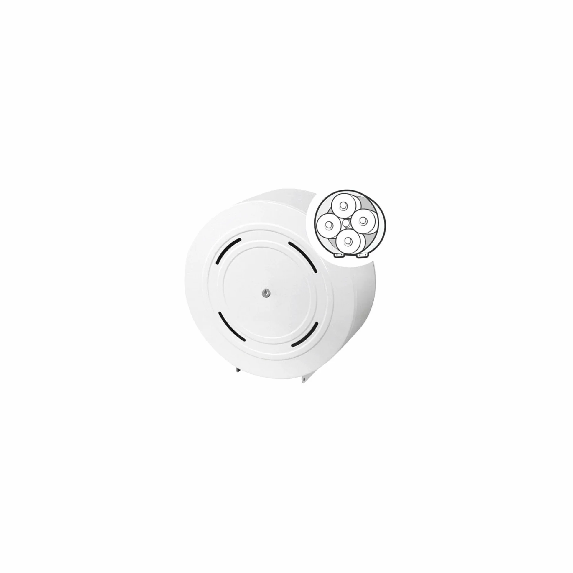Metal dispensador de papel higiénico Color blanco – para 4 kleinrollen – Se puede cerrar