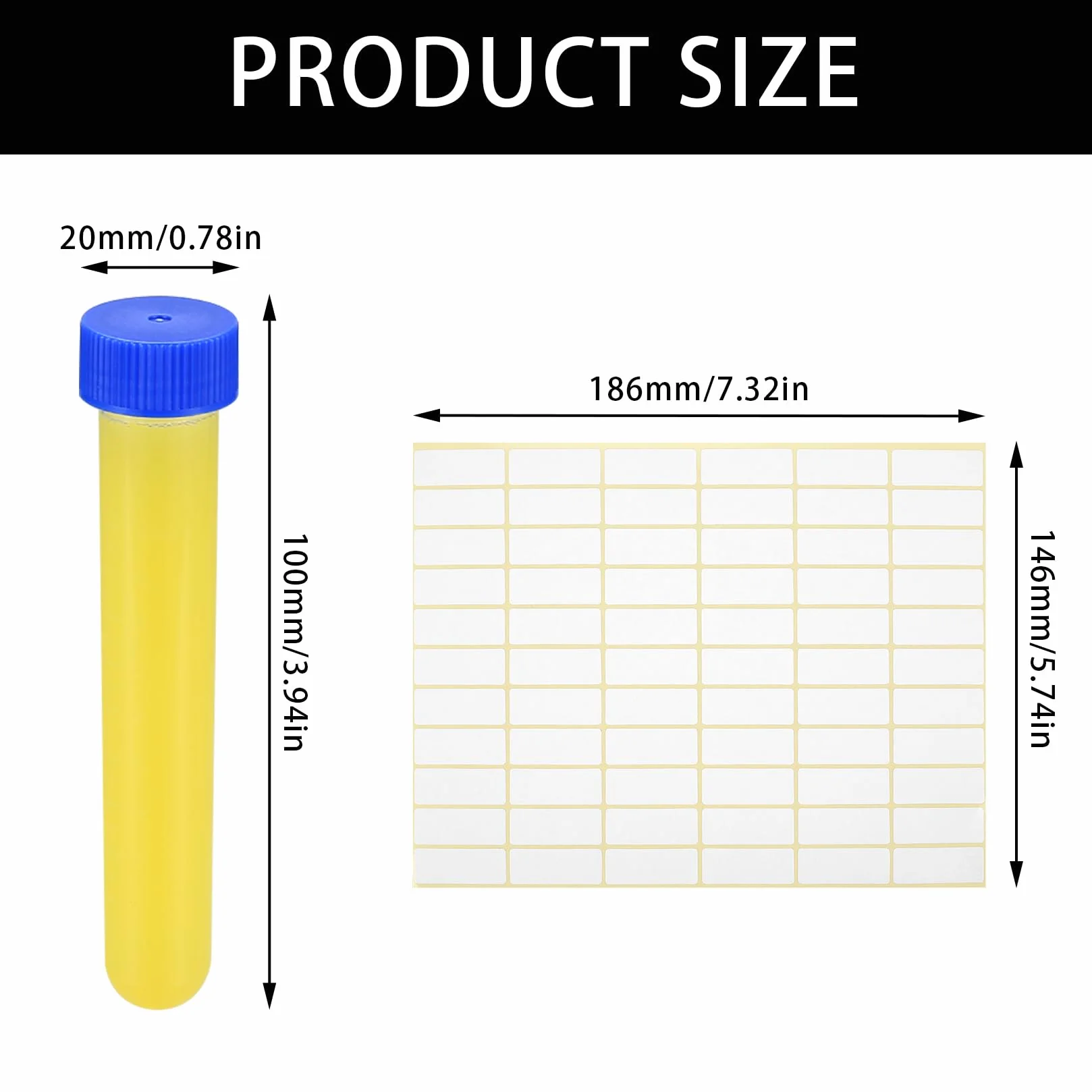 Tubos de Ensayo de Laboratorio 22 Pcs 10ml Plástico con Tapa de Rosca Centrifuge