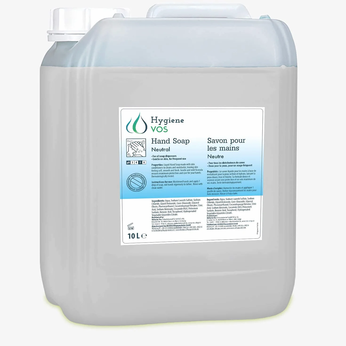 Jabón Líquido de Manos Neutro 10L pH Neutro Sin Perfume Biodegradable