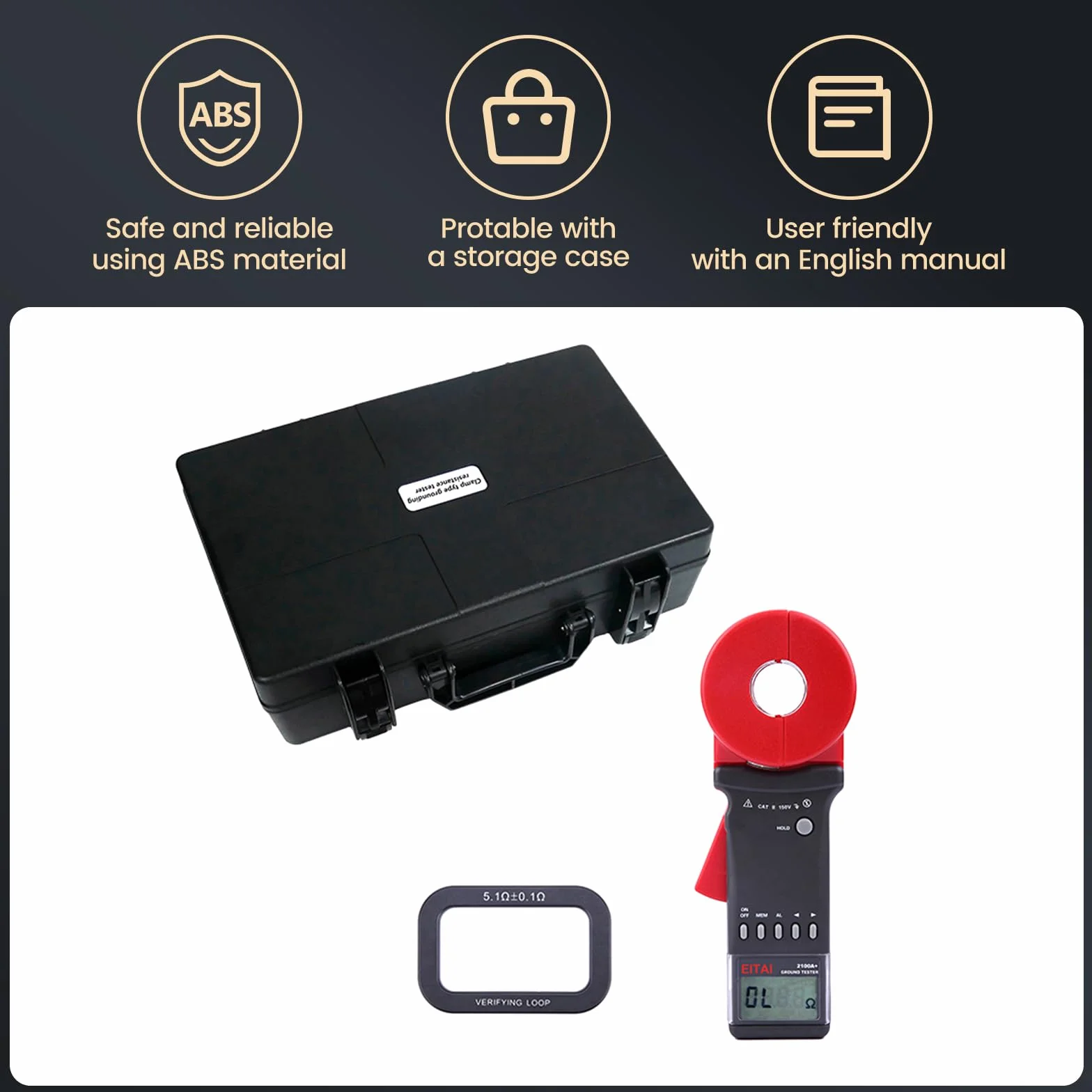 ETCR2100A+ - Medidor de resistencia a tierra con abrazadera digital, 0.01Ω-200Ω, venta directa del fabricante, telurometro