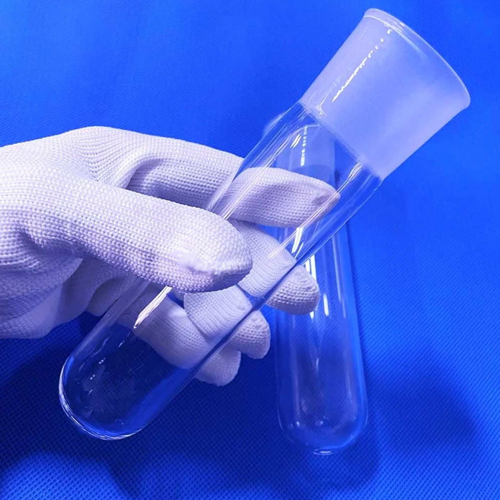 Tubos de ensayo de vidrio de cuarzo resistentes a altas temperaturas, capacidad de 10 ml a 100 ml, tubos de laboratorio de fondo redondo con tapón esmerilado.(100mL 30x220mm)