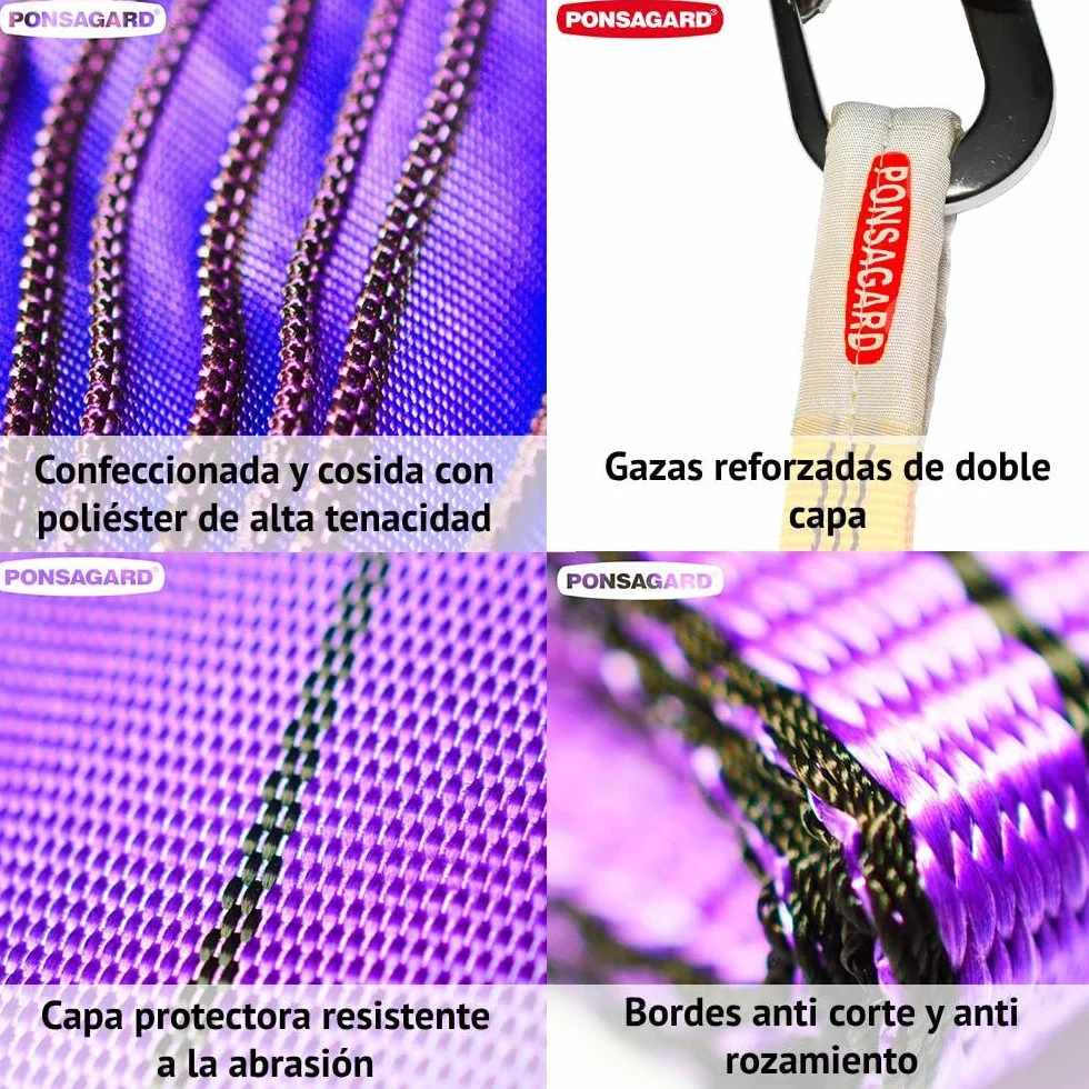 PONSA Eslinga Plana Doble Capa 2 Toneladas 2000 kg 4 Metros PONSAGARD Pack 2 uds.