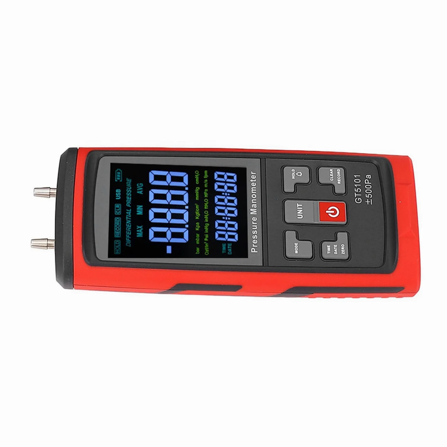 Generic Manómetro Digital Medidor de Presión Diferencial Multifuncional de Alta Resolución para Medición de Gas Pruebas de Laboratorio Material ABS