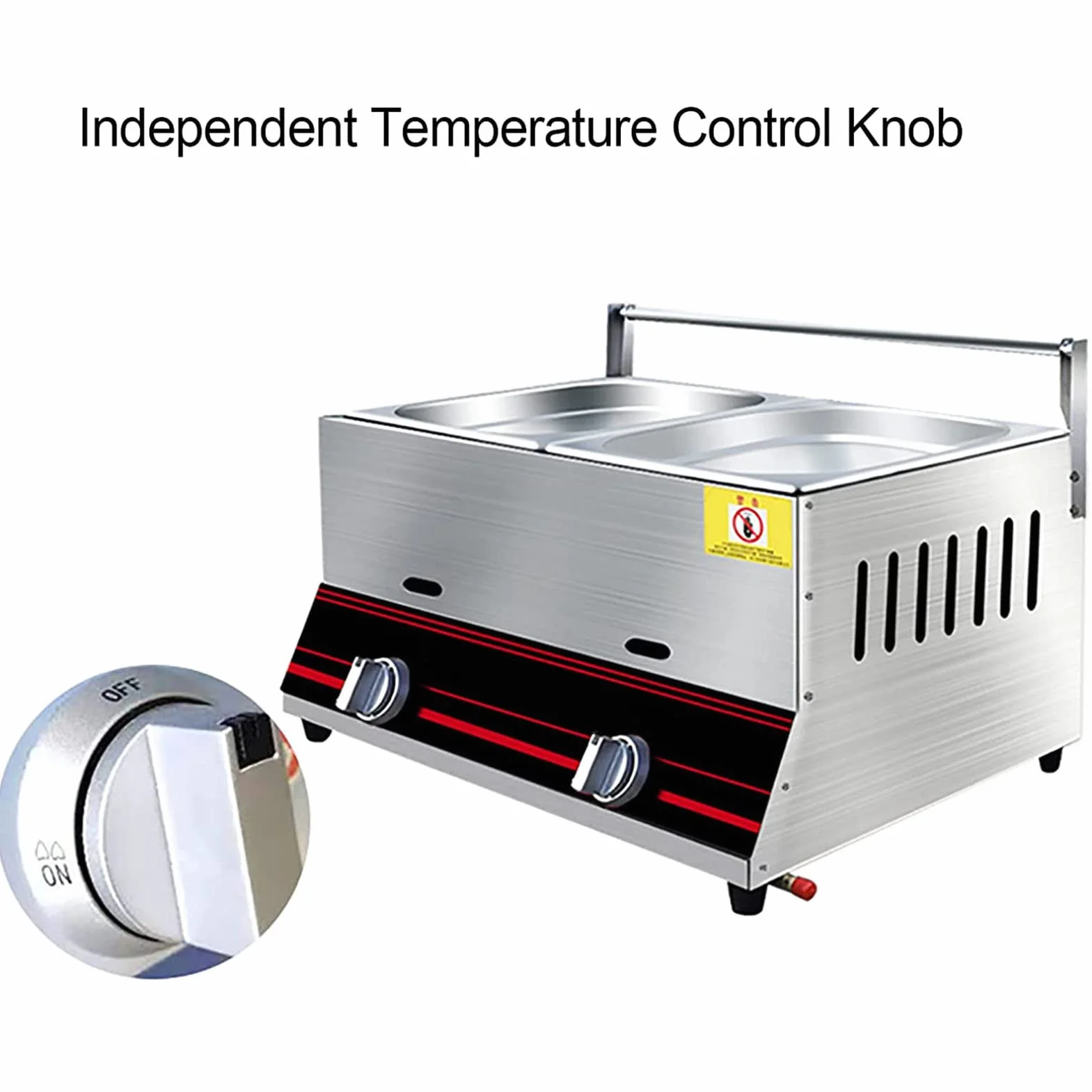 YSDQ Freidora Comercial con Cesta y Tapa Freidora de Gas Sartn Gruesa de Acero Inoxidable con encimera freidora Profunda, para Restaurante y Uso domstico