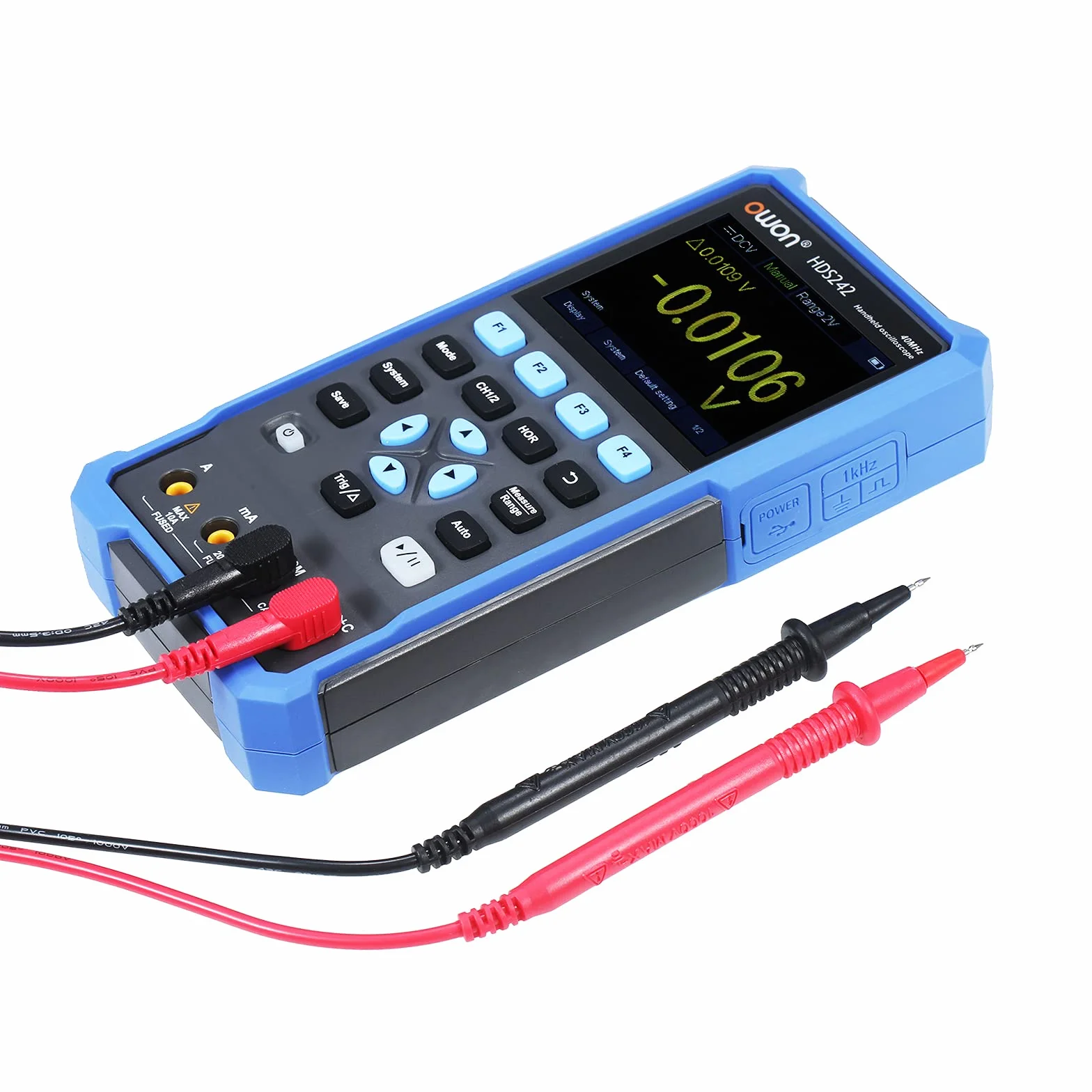 OWON HDS242 Mano Digital Osciloscopio Multimetro 2 Canales USB TipoC 40 MHz 3.5 / LCD Prueba Metro