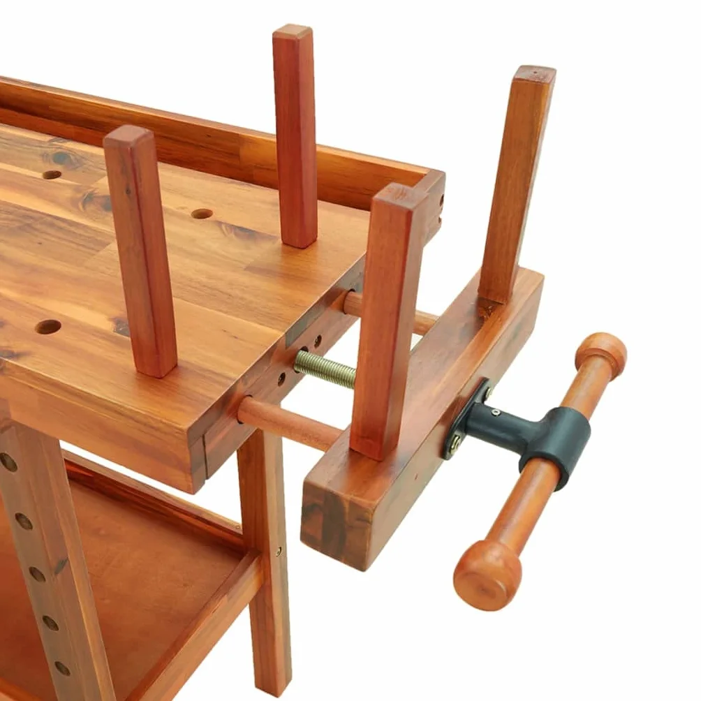 vidaXL Banco de Trabajo con Estante Mesa de Trabajo Organizador para Taller con Almacenaje Cajones y Tornillos Banco Madera 192x62x83 cm