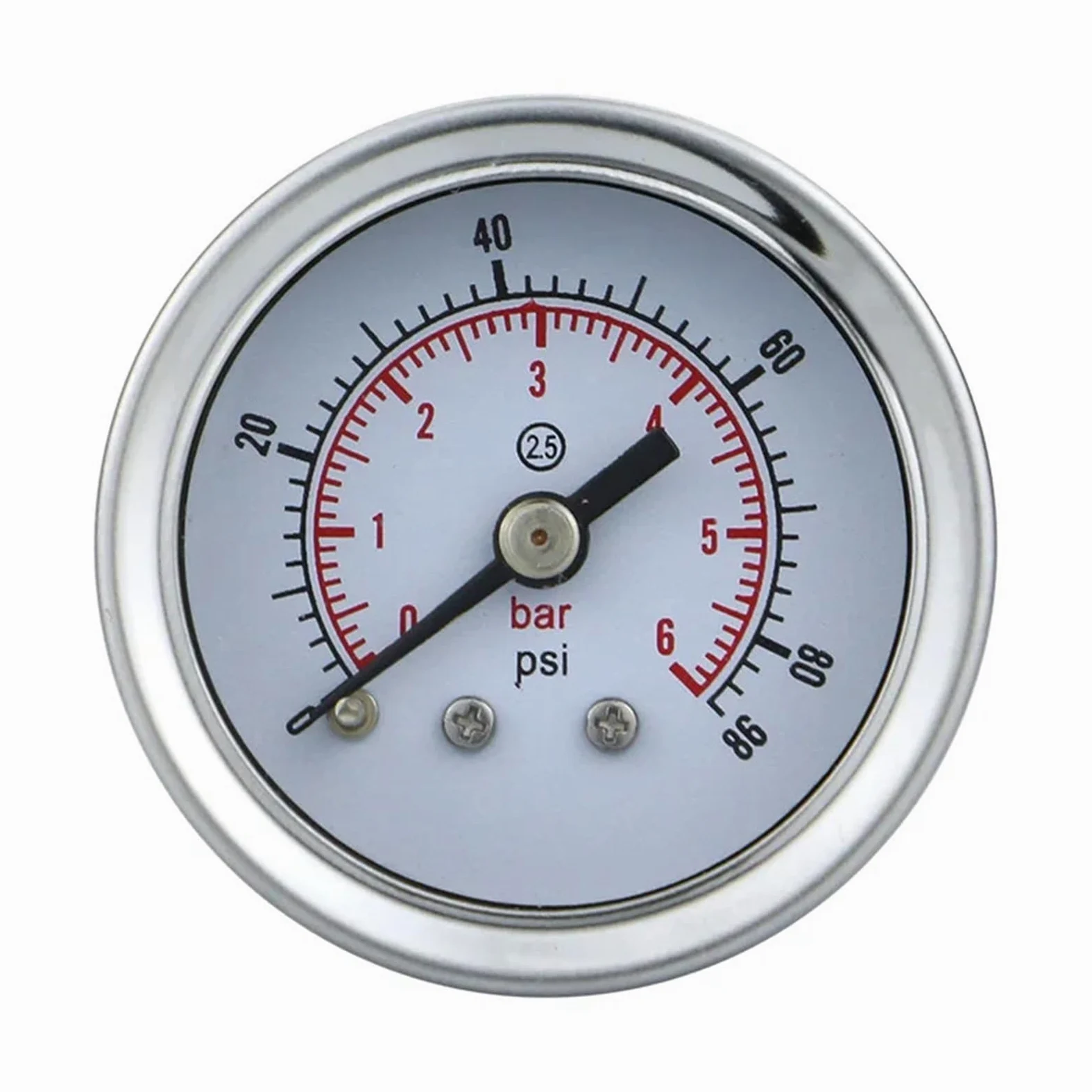 Manómetro de presión de Acero Inoxidable de 40 mm con conexión Trasera, 1-0-400 Bar, para Agua, Gas, Aire, Aceite, hidráulico (Color: NPT 1-8, tamaño: 0-6 Bar)