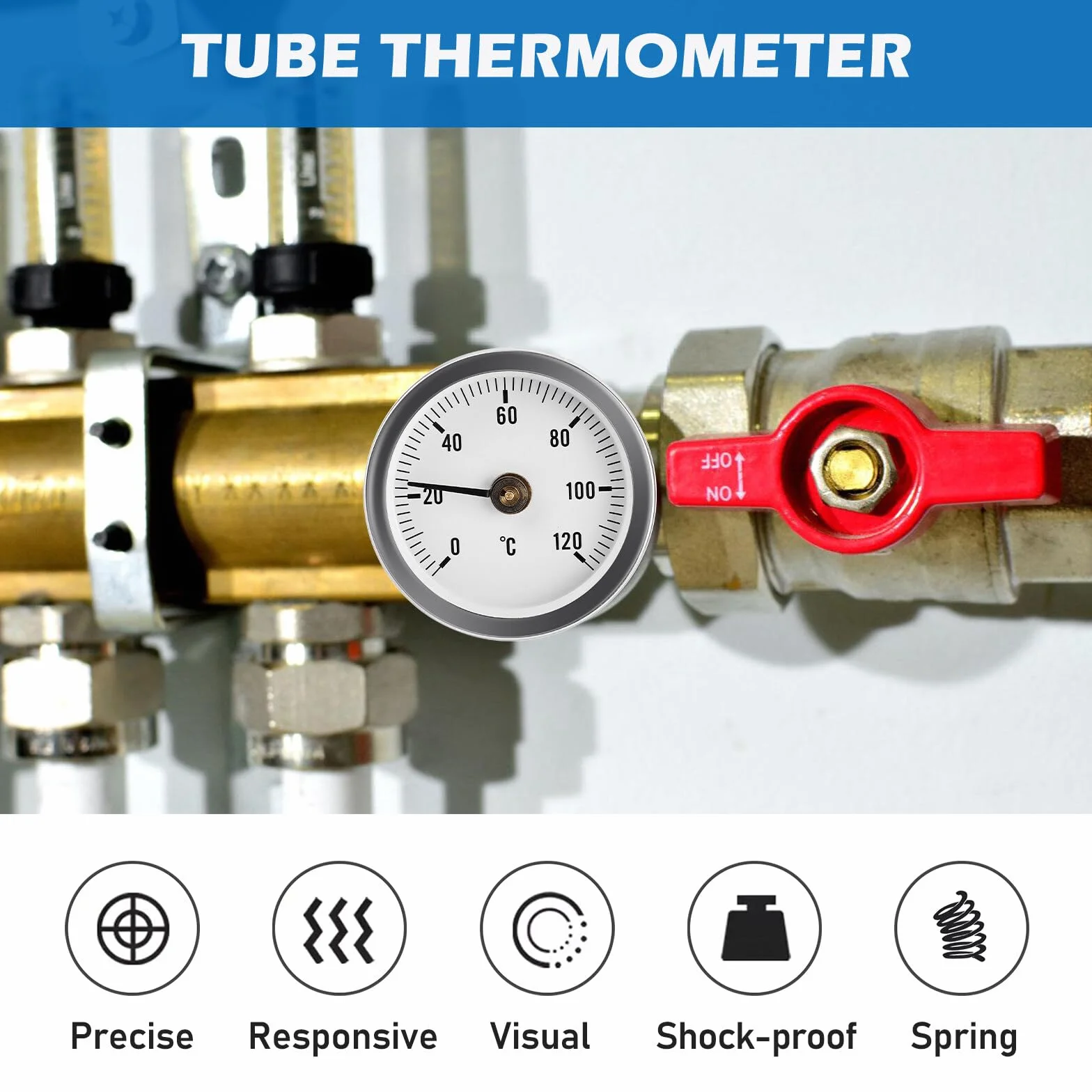 Termómetro para calefacción 0-120°C 63mm industrial 4 unidades