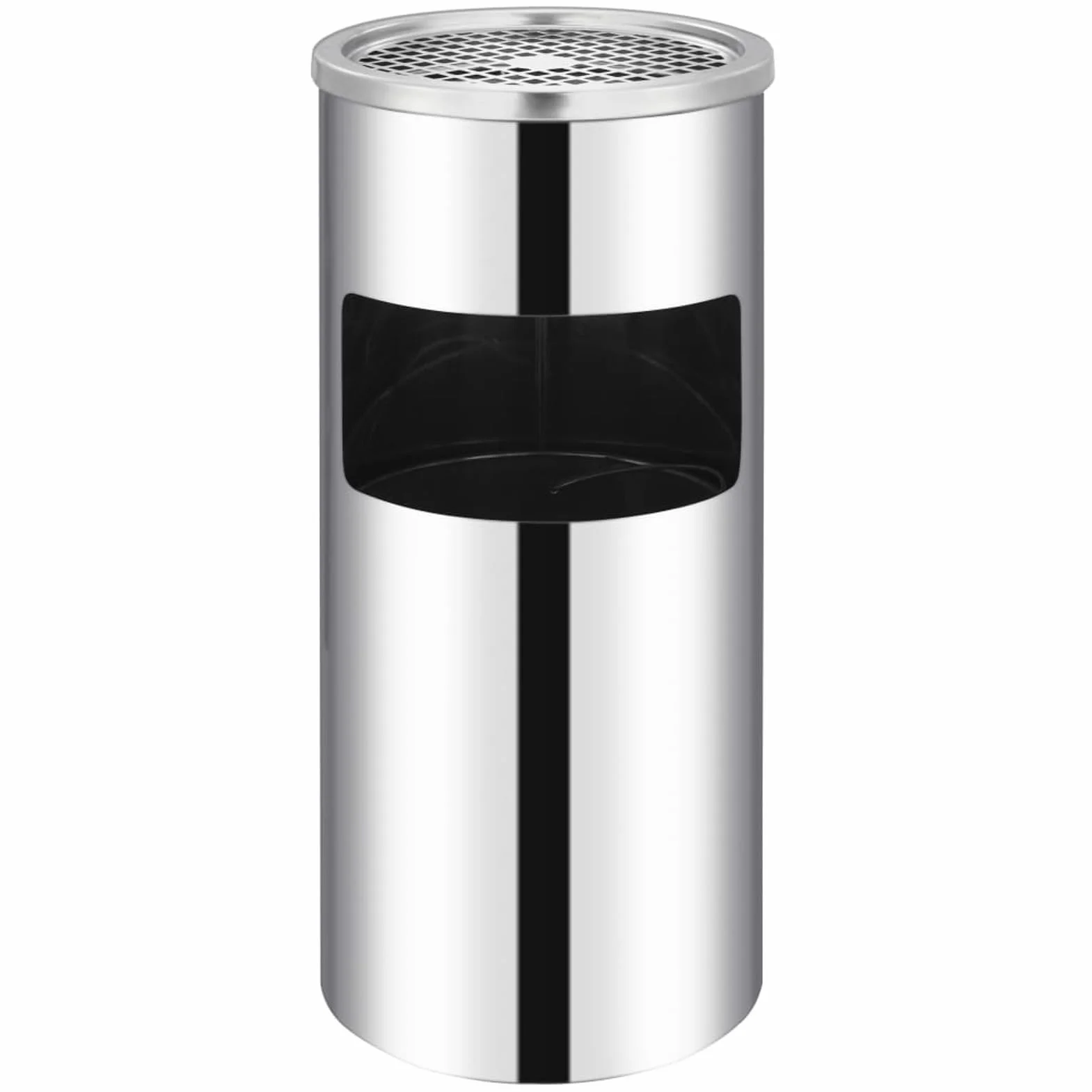 Homgoday Papelera con Cenicero de Acero Inoxidable, 26L, para Pared, Color Plateado, Fácil Limpieza