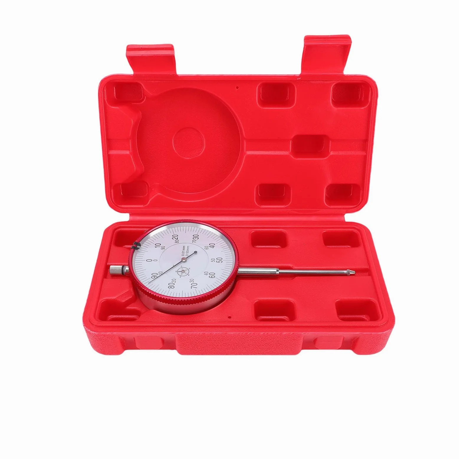 Bewinner Indicador de Dial de Puntero de Precisión de 0-50 Mm 0,01 Mm, Indicador de Prueba de Dial Mecánico con Punteros Dobles, Herramienta de Medición de Acero Inoxidable con Movimiento de Alta