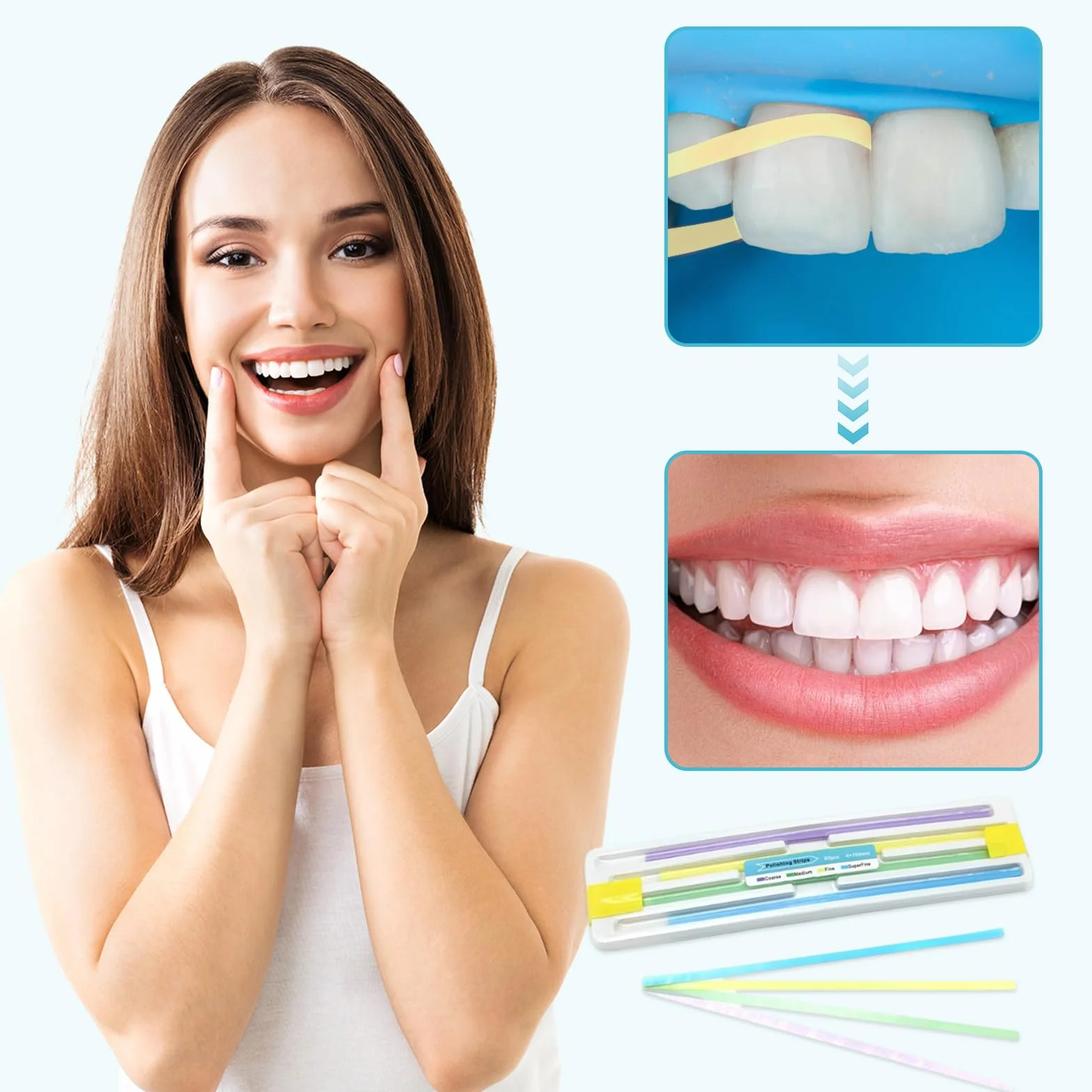 GUTERTOP 60 unidades papel de lija dental tiras de lijado pulido dientes acabado brillante kit