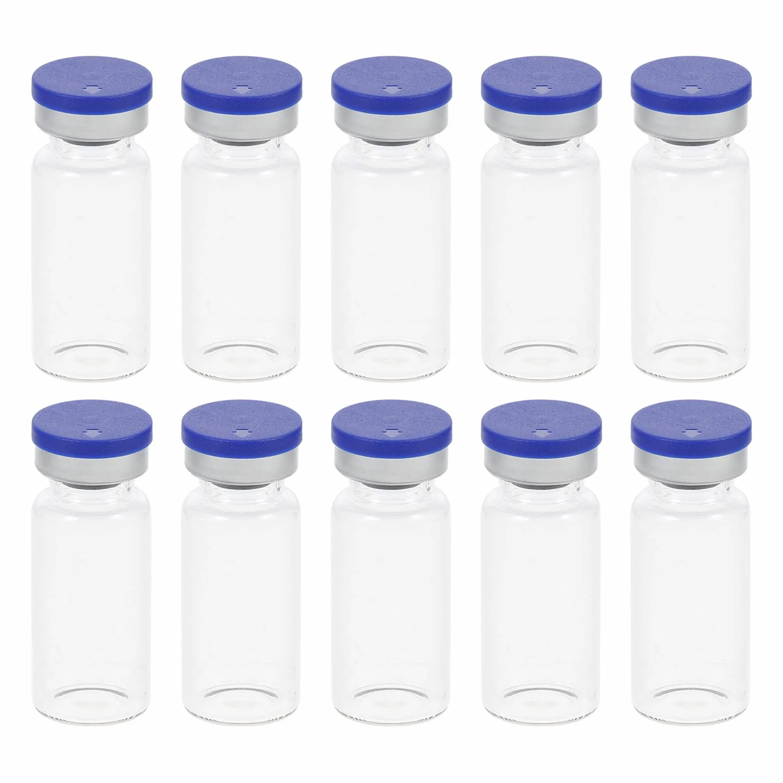 Scicalife 100 Botellas De Vidrio Transparentes 10 Ml Con Tapas Herméticas Para Laboratorio Esterilizadas Almacenamiento Muestras Líquidas Polvos Liofilizados