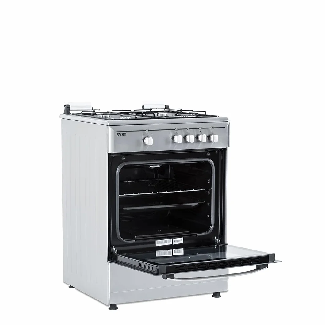 Svan Cocina Gas Butano 4 Zonas Horno 59 L Inox SKG4601X Control Manual 2 Programas Cristal Puerta Doble Capa Tapa Abatible