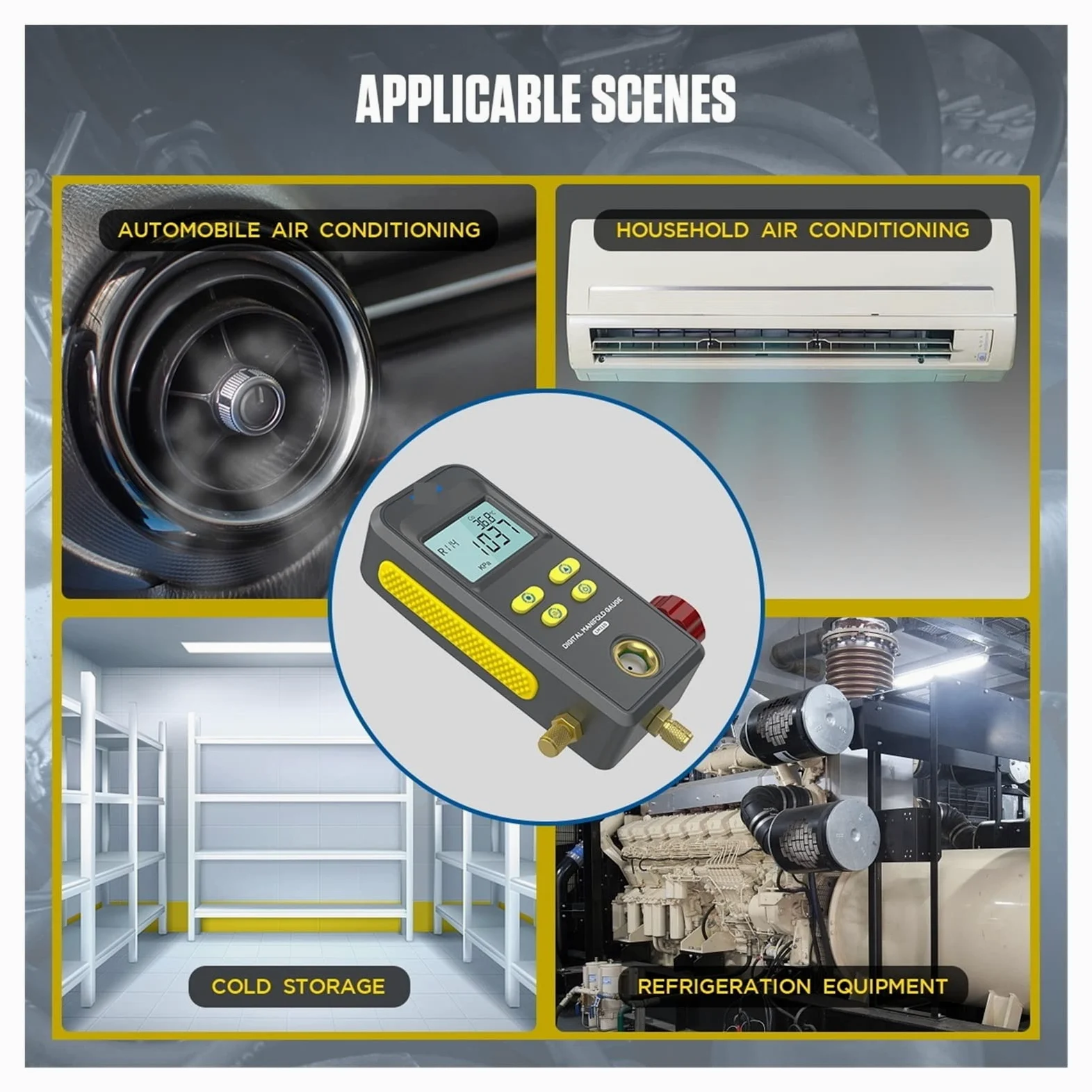 LM110 Digital Refrigeration Manifold Gauge Vacuum Pressure Temperature Meter Test Air-Conditioning,Alta precisión