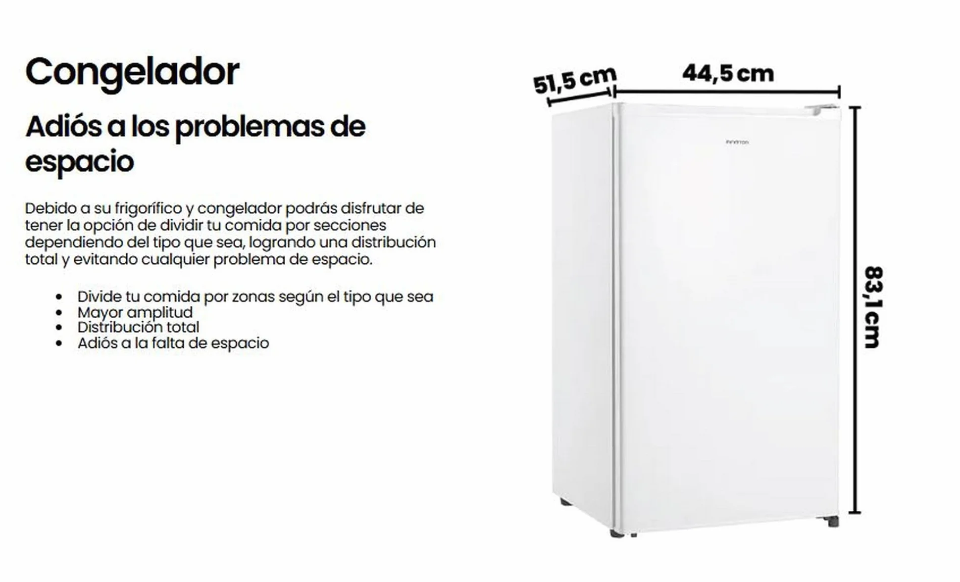 INFINITON FG-A85B Frigorífico 1 Puerta 85cm 92L Blanco A+/F Luz LED