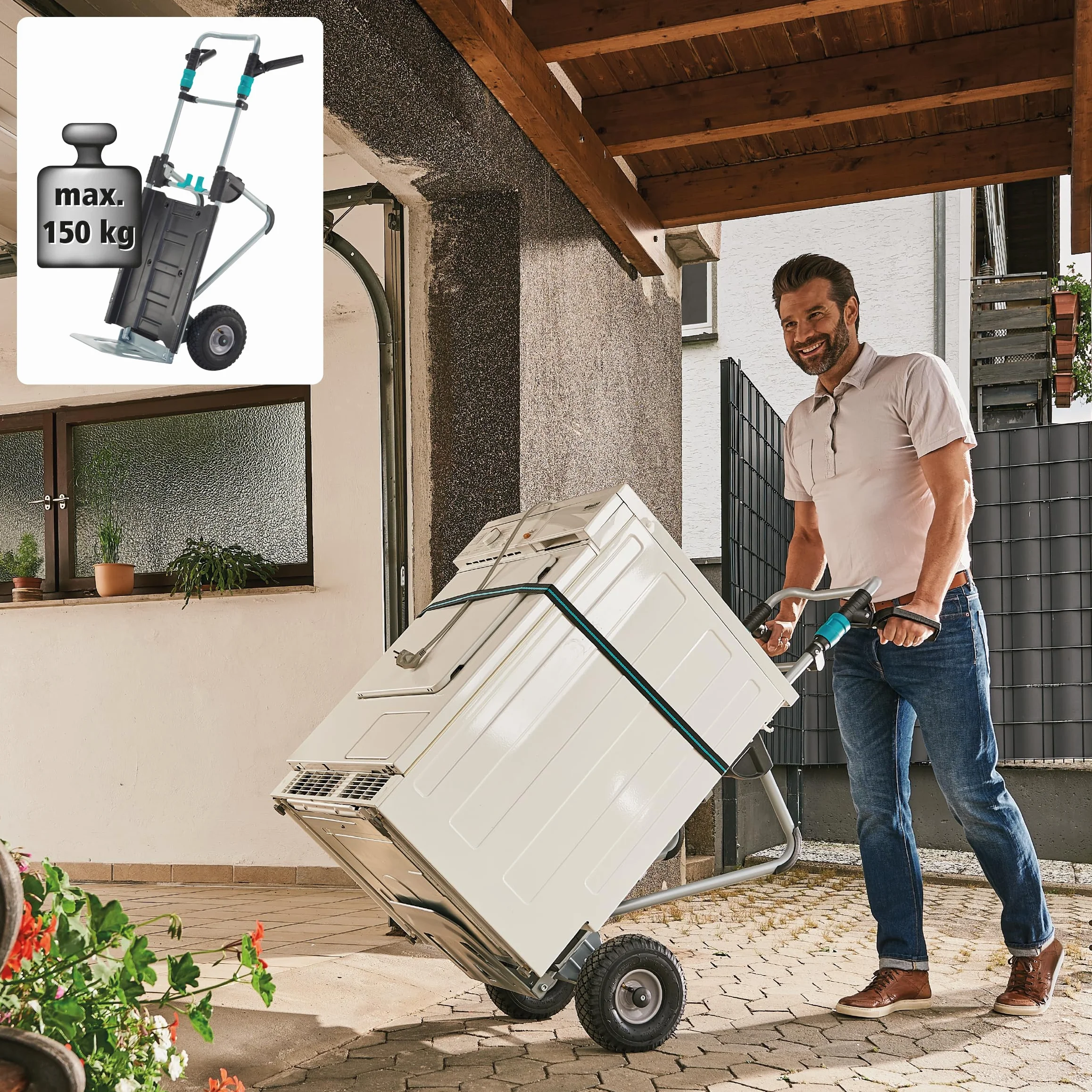 wolfcraft Carro de Transporte TS 2500 I 5535000 I La solución 2 en 1: conversión rápida en Carretilla para Sacos o Carretilla de jardín para un Uso Flexible I 200 Kg de Carga