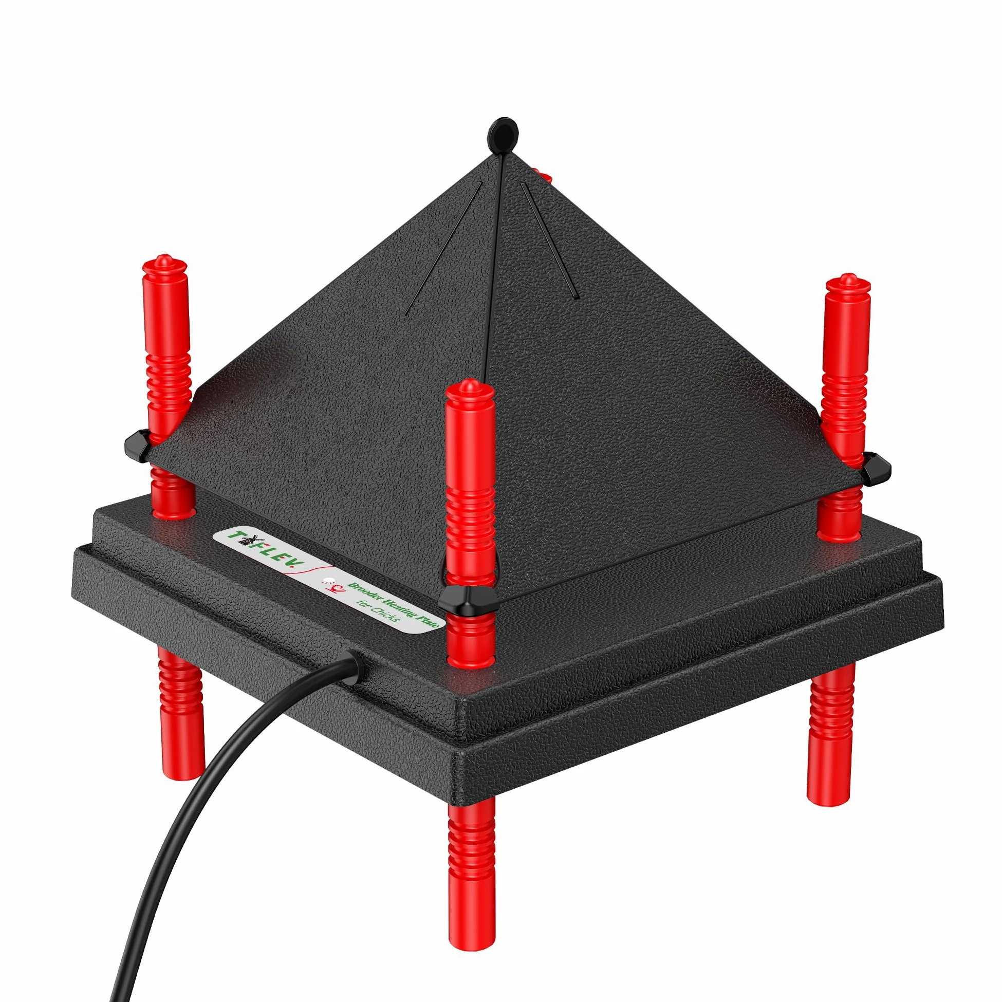 Placa de cría para pollitos con cono antisoporte, placa de calefacción para cría de pollitos (10 x 10 pulgadas, negro)