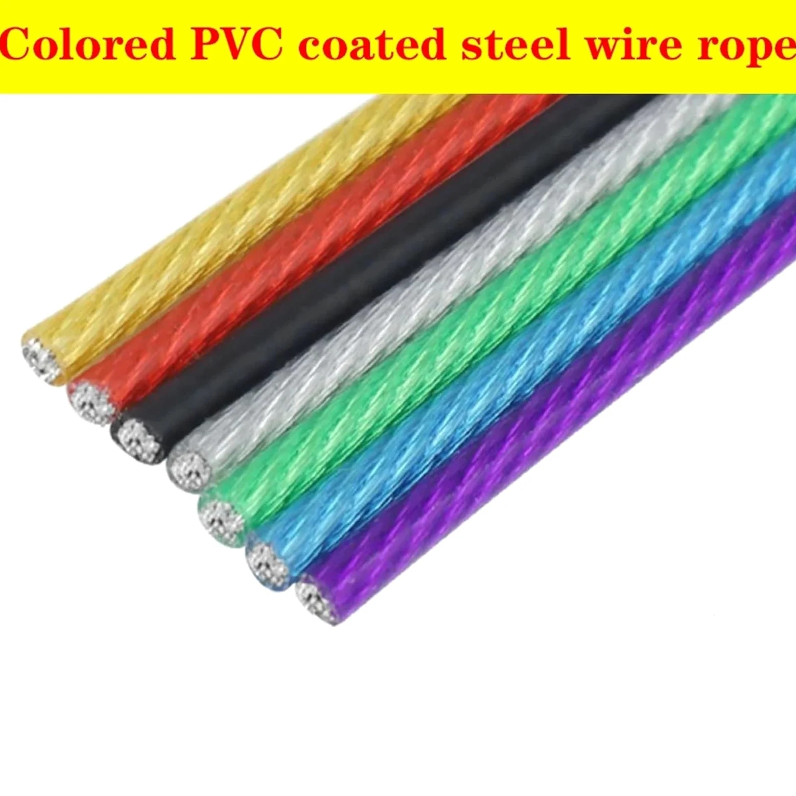 Alambre De Acero Plastificado Cable de acero recubierto PVC color 3,0 mm, cable negro, accesorios colgantes verdes