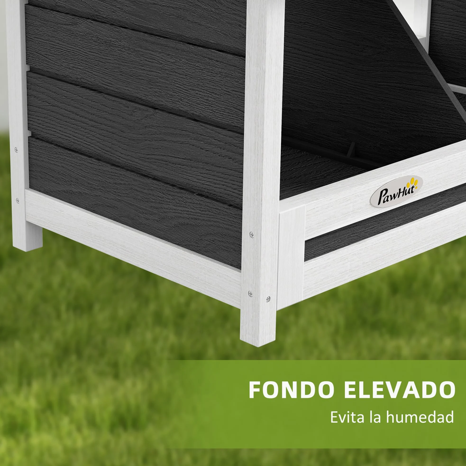 PawHut Ponedero para Gallinas de Madera Caja Nido para 2 Gallinas con 2 Departamentos y Techo Asfáltico para Interior y Exterior Gris
