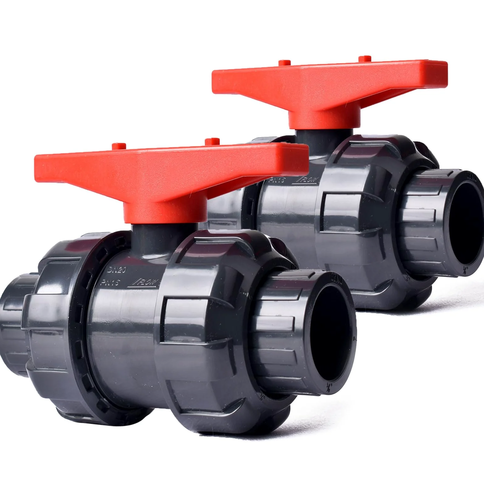 Válvula de bola UPVC de flujo completo de 2 pulgadas, válvula de bola True Union con puerto completo, junta tórica ASTM EPDM, nominal 230 PSI, enchufe de 2 pulgadas [paquete de 2]