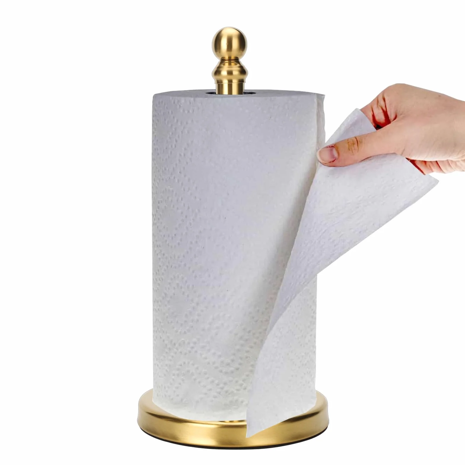 Soporte Dorado para Toallas de Papel para Encimera, Base Pesada para una Mano, Cocina y Baño