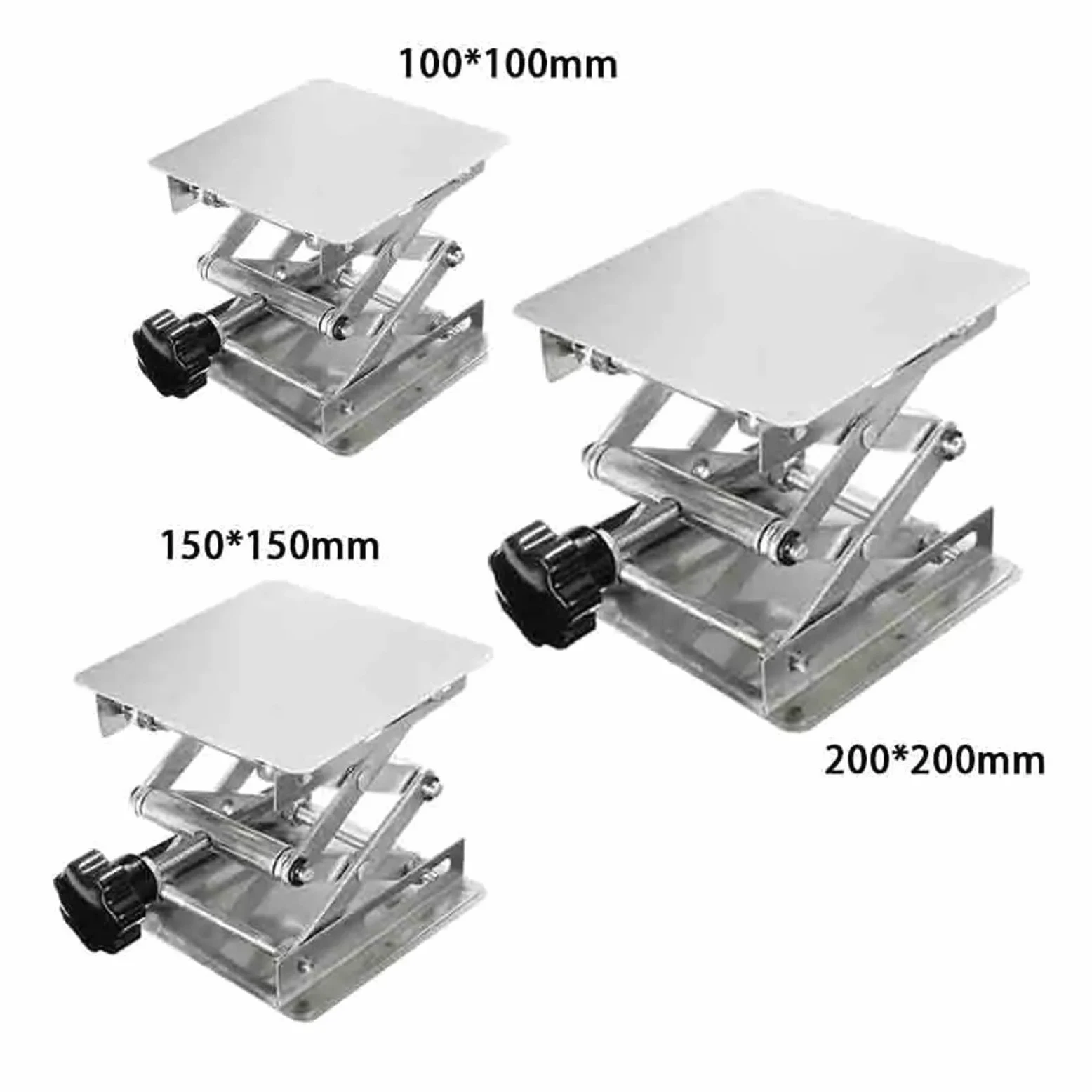 Plataforma elevadora de tijeras, soporte para mesa elevadora, tijeras, mesa elevadora, laboratorio, 100 x 100 mm, plataforma de elevación de acero inoxidable (100 x 100 mm)