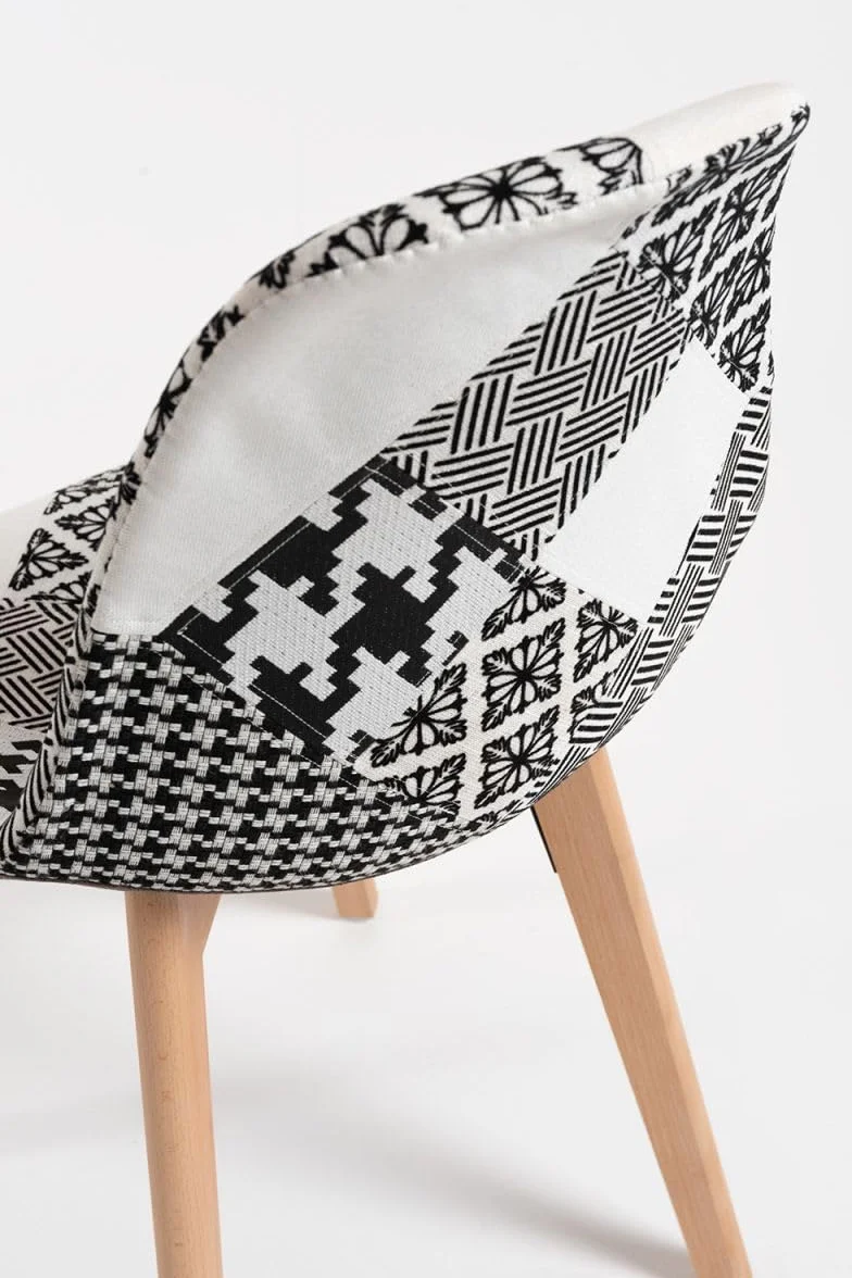 Regalos Miguel - Packs Sillas Comedor - Pack 2 Sillas Synk Patchwork - Patchwork Blanco y Negro