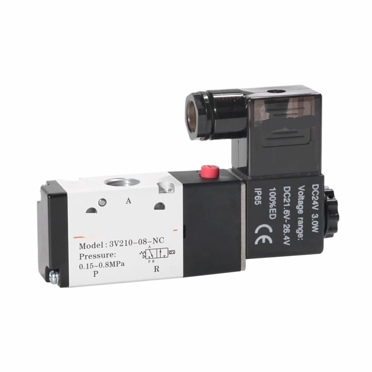 Electroválvula neumática de 3/2 vías 3V110-06, 3V210-08 y 3V310-10, válvula direccional de Control de Aire, 12, 24, 110 y 220 V(3V310-10-NO,AC 24V)
