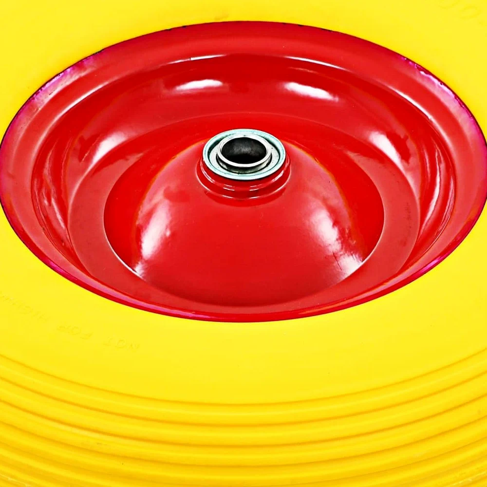 Rueda de carretilla con eje de poliuretano macizo, 4,00 – 8, 390 x 90 mm, llanta de metal, 1 rueda y 1 eje, para carro, carretilla de mano, 160 kg