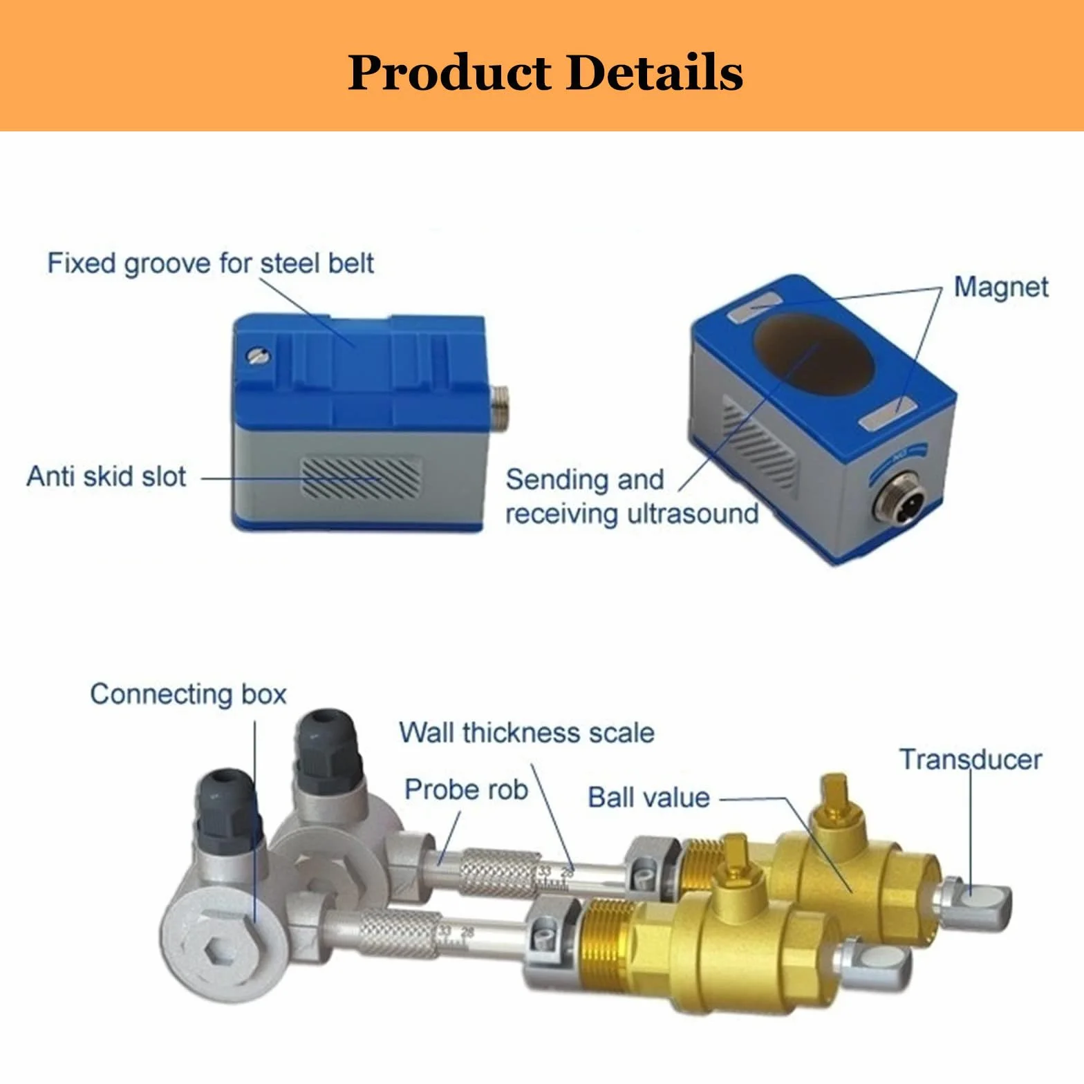 Medidor de flujo ultrasónico, medidor de control de flujo de agua líquida TUF-2000B, contador de flujo, pantalla LCD con transductores de abrazadera TM-1/TL-1/TS-2, DN15-6000 mm,TM-1(DN50-DN700)