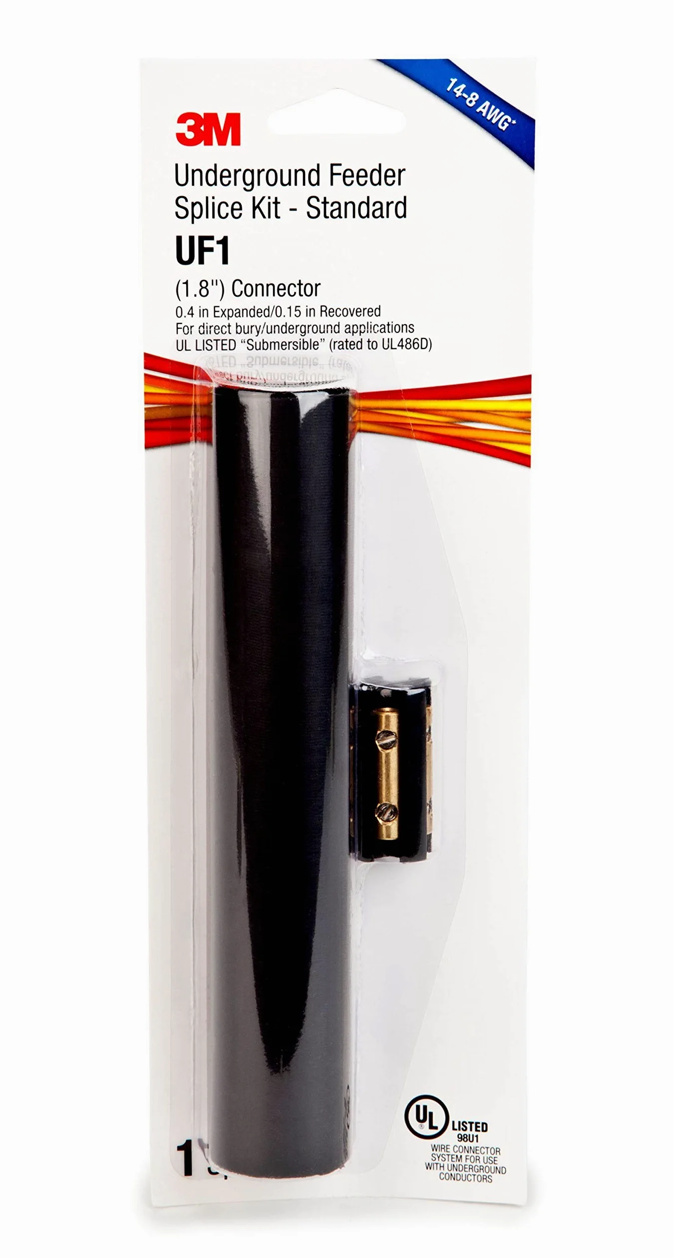 3M Kit de empalme UF1 estándar, conector de 45,7 mm, tubo termorretráctil de 203,2 mm